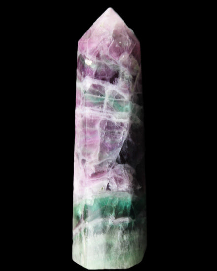 Rainbow Fluorite obelisk 98*27*29mm 151g in sunlight - Rocks and Things Store