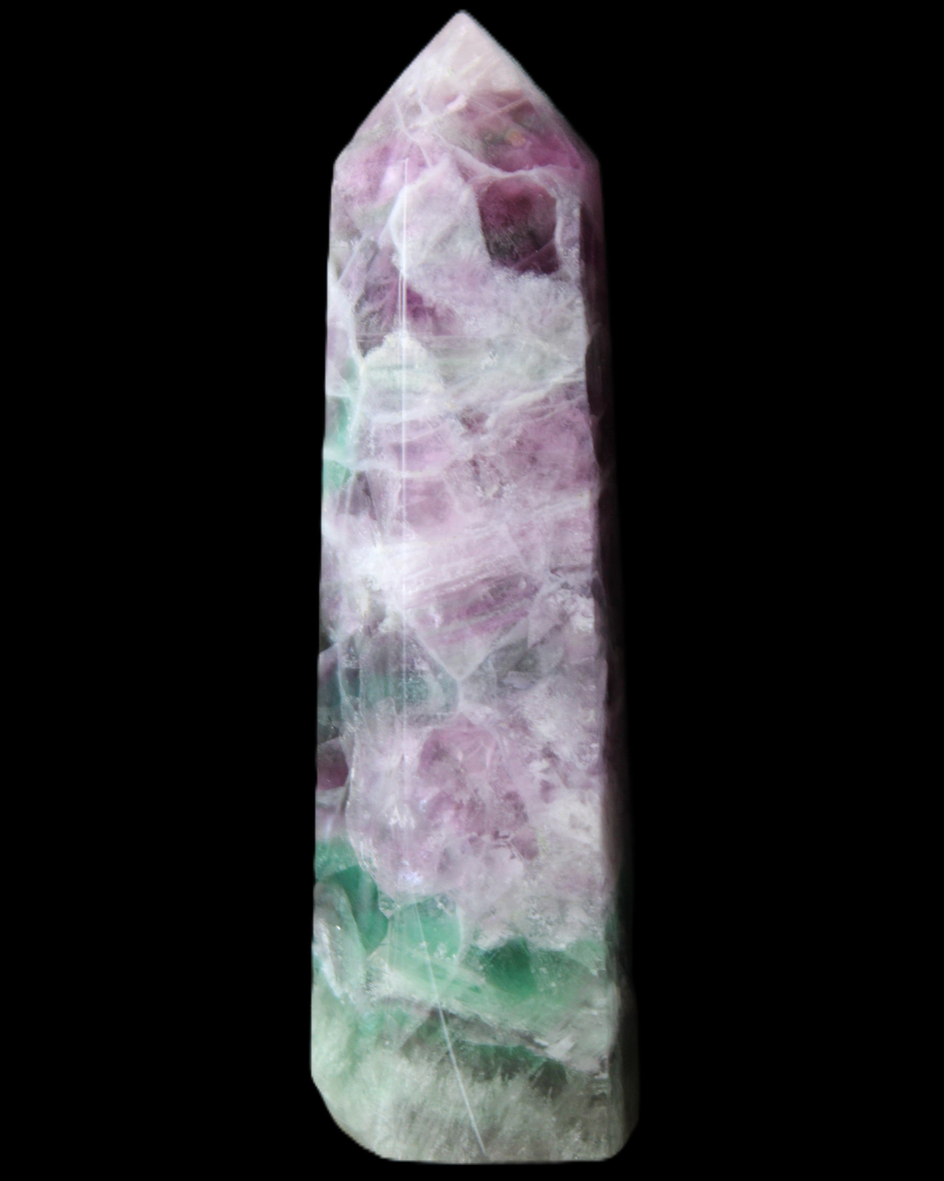 Rainbow Fluorite obelisk 98*27*29mm 151g in sunlight - Rocks and Things Store