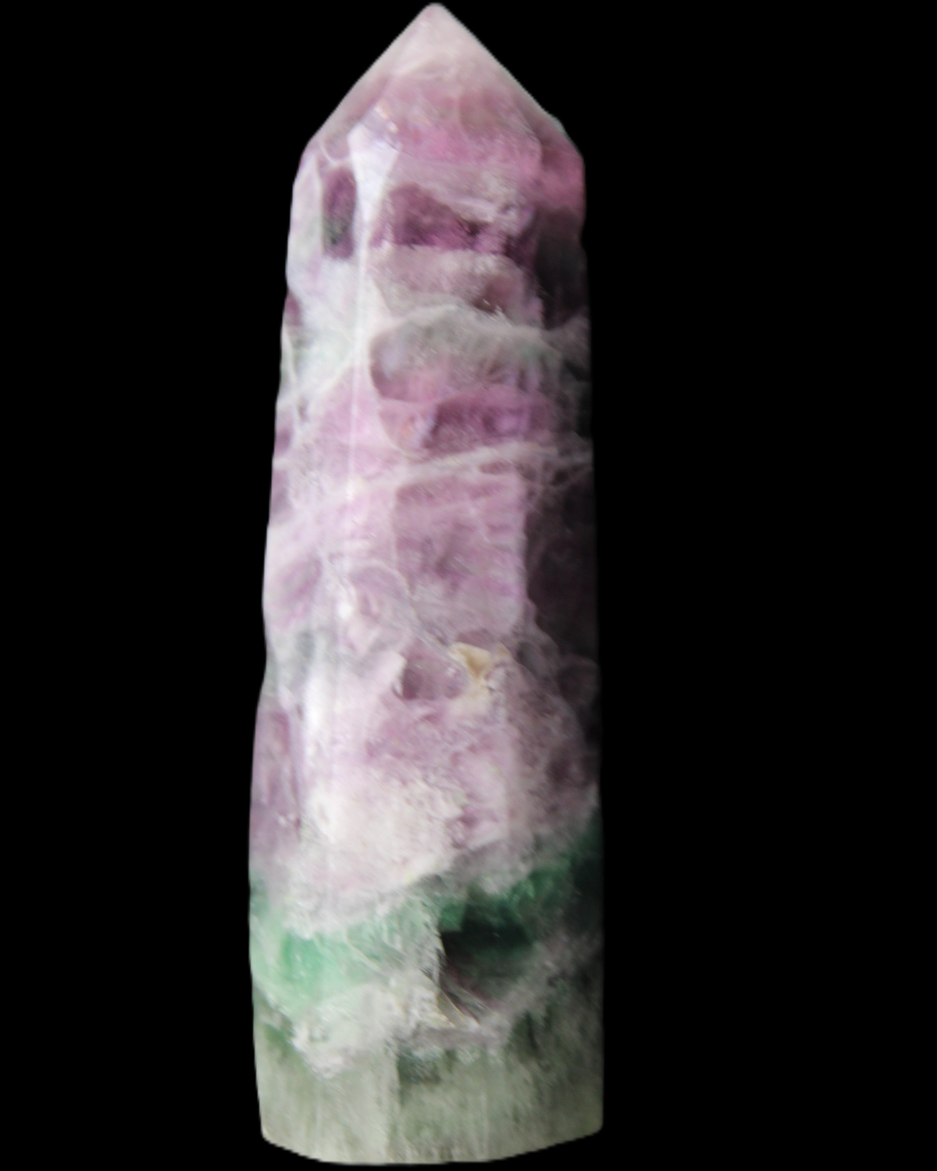 Rainbow Fluorite obelisk 98*27*29mm 151g in sunlight - Rocks and Things Store