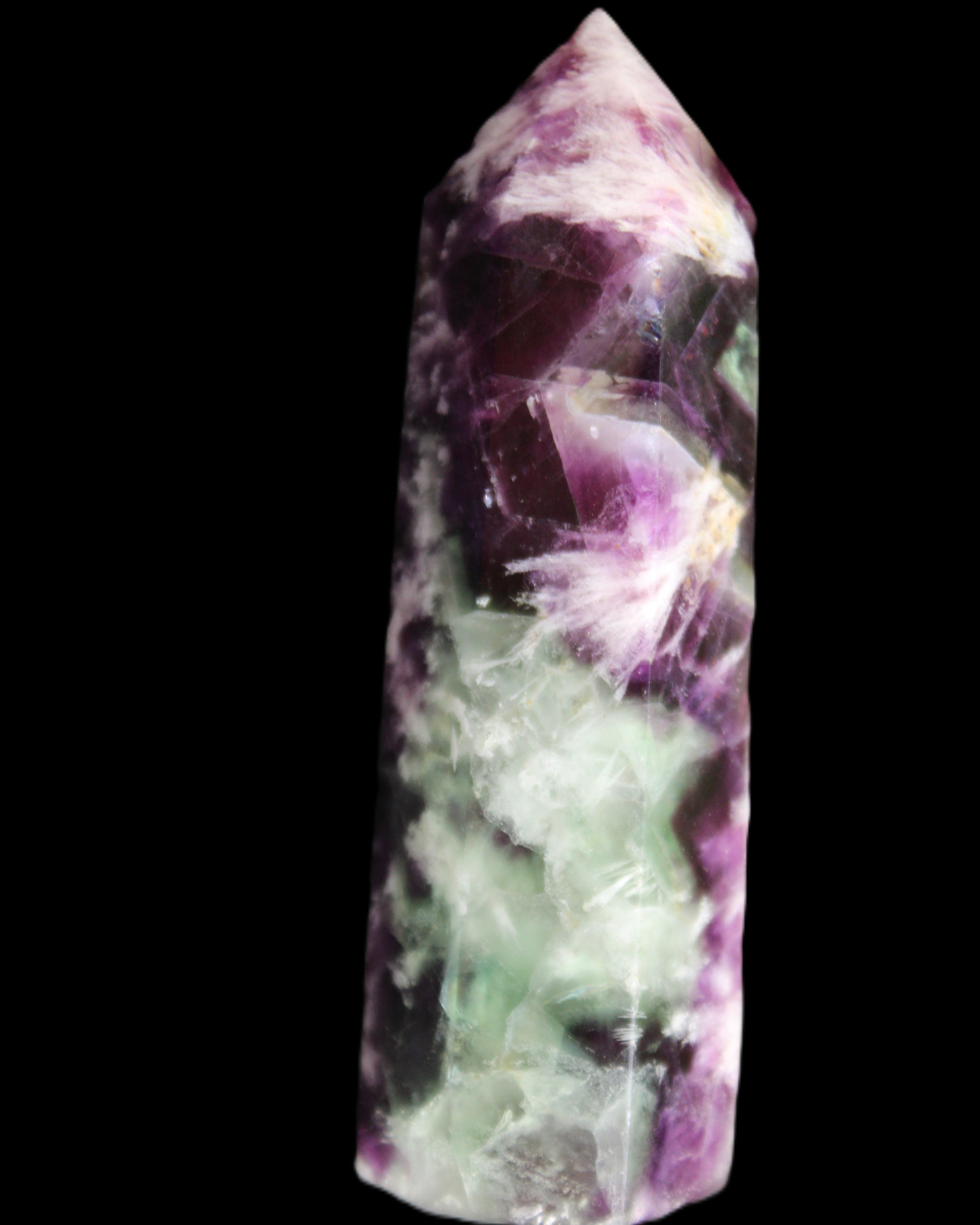 Awesome Rainbow Fluorite obelisk 94*25*27mm 141g in sunlight - Rocks and Things Store