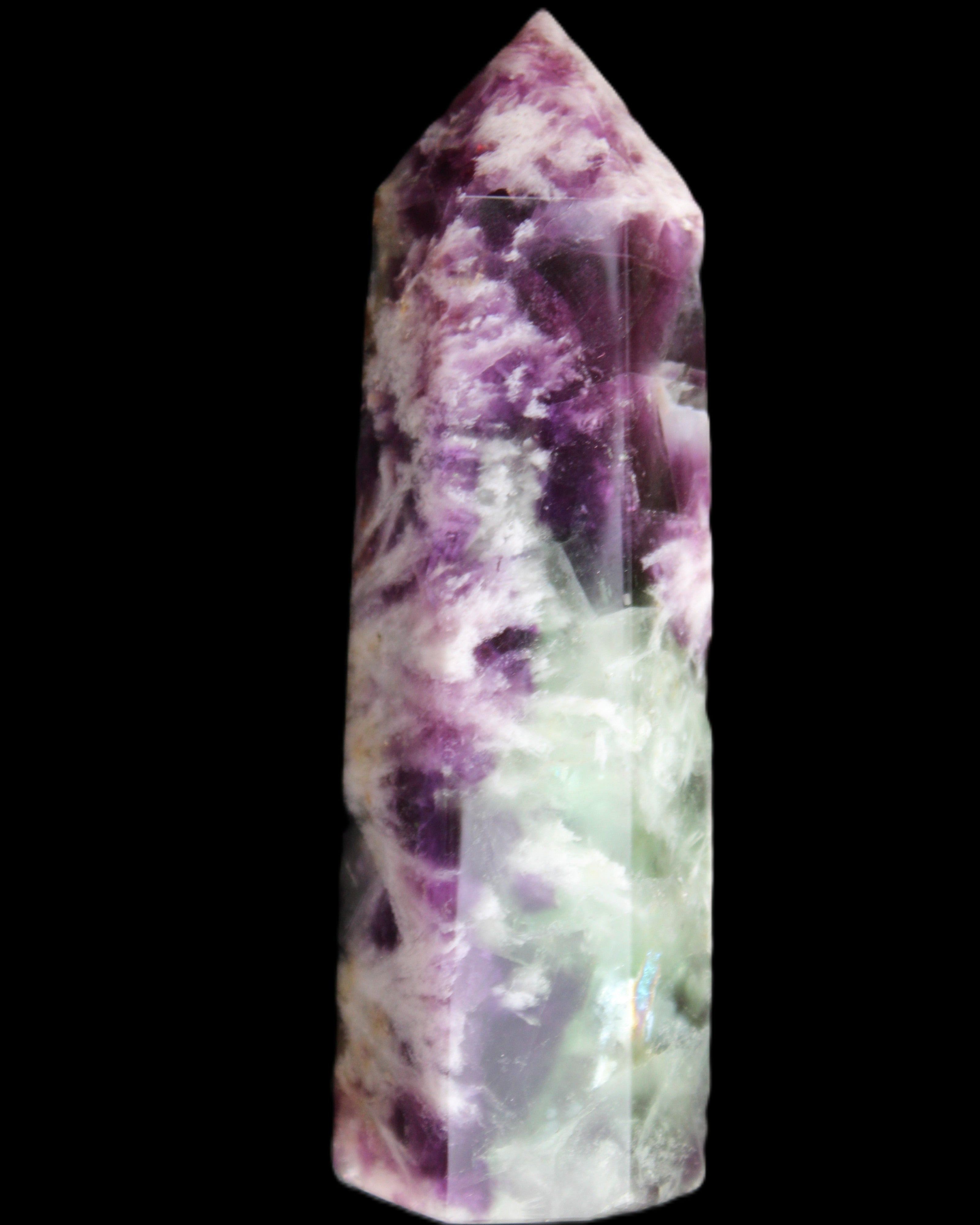 Awesome Rainbow Fluorite obelisk 94*25*27mm 141g in sunlight - Rocks and Things Store