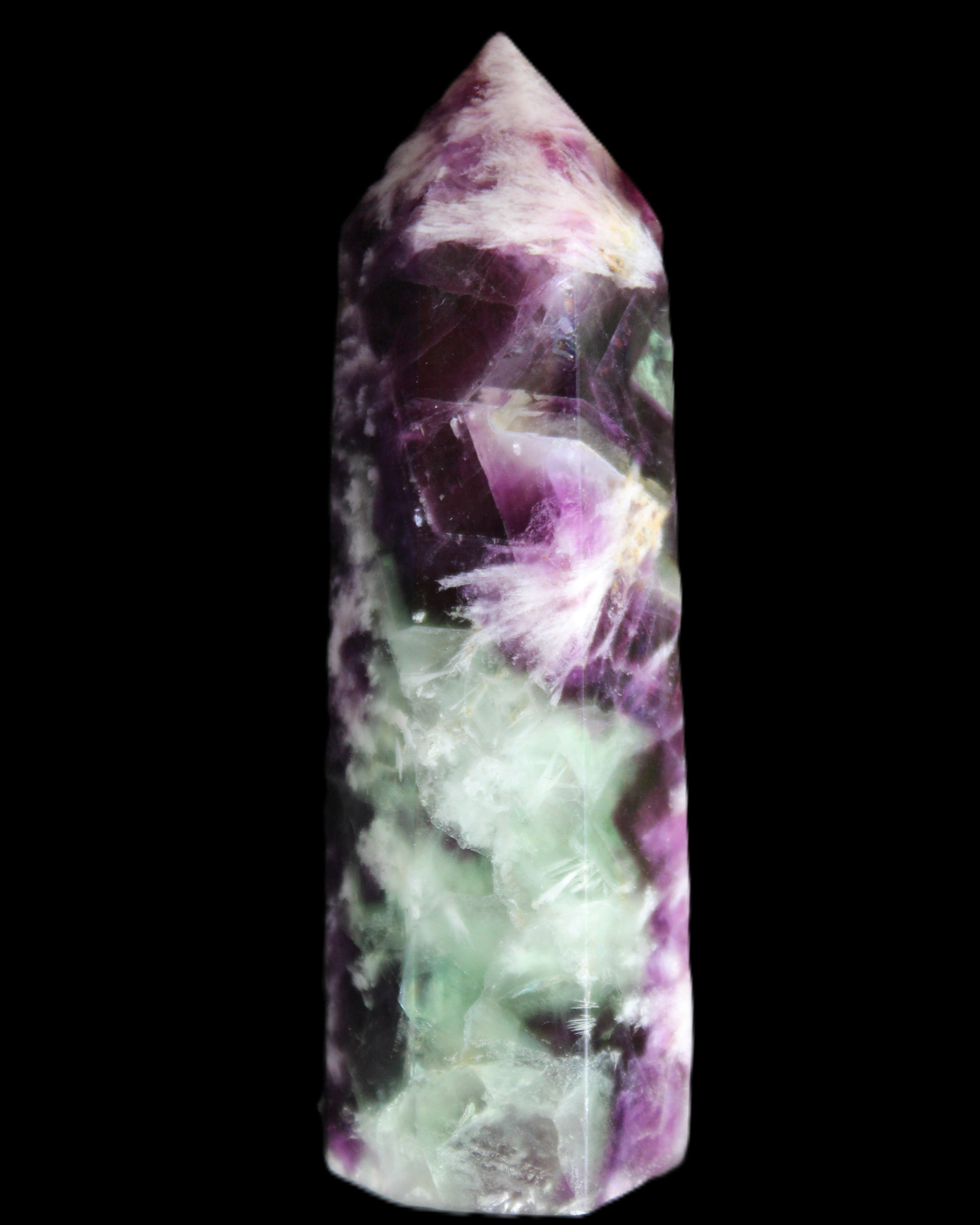 Awesome Rainbow Fluorite obelisk 94*25*27mm 141g in sunlight - Rocks and Things Store