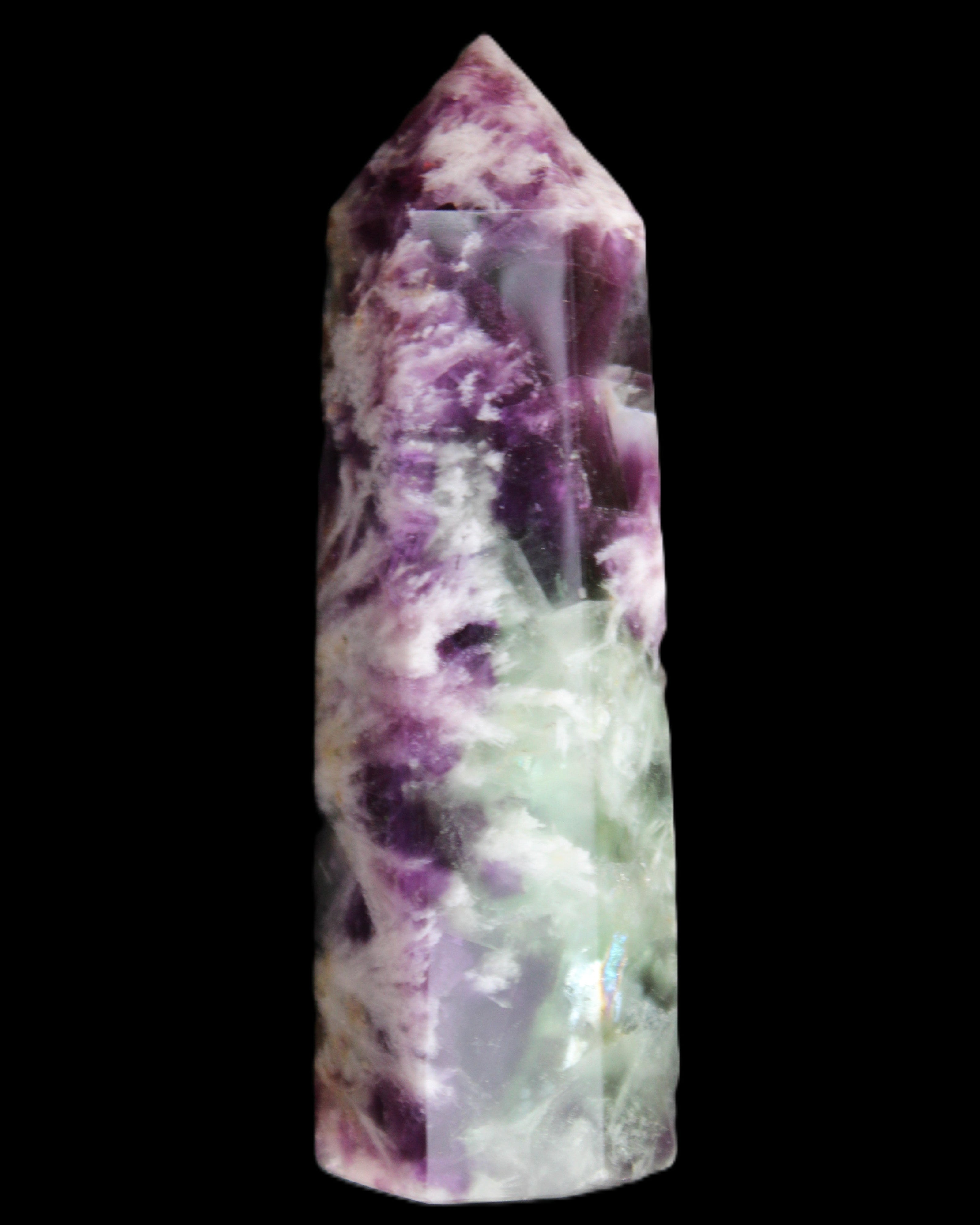 Awesome Rainbow Fluorite obelisk 94*25*27mm 141g in sunlight - Rocks and Things Store