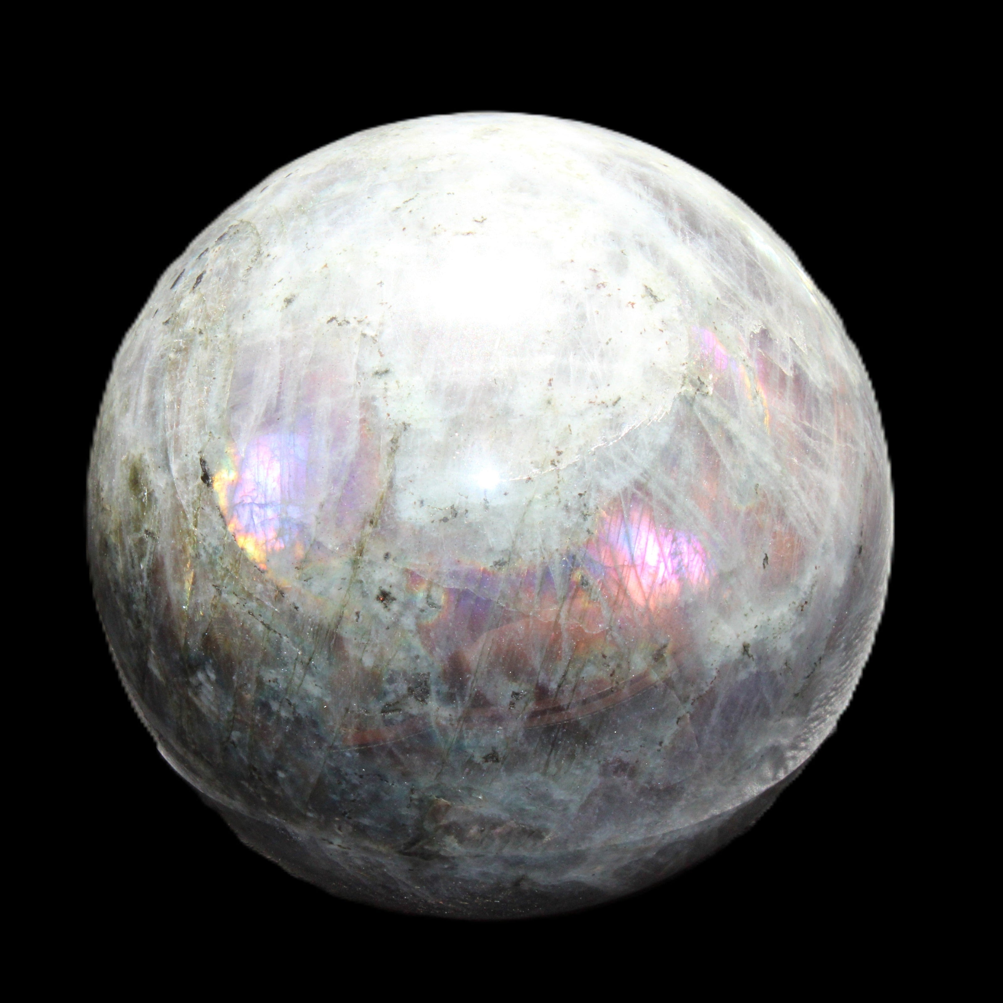 Labradorite sphere 102mm 1520g in sunlight - Rocks and Things Store
