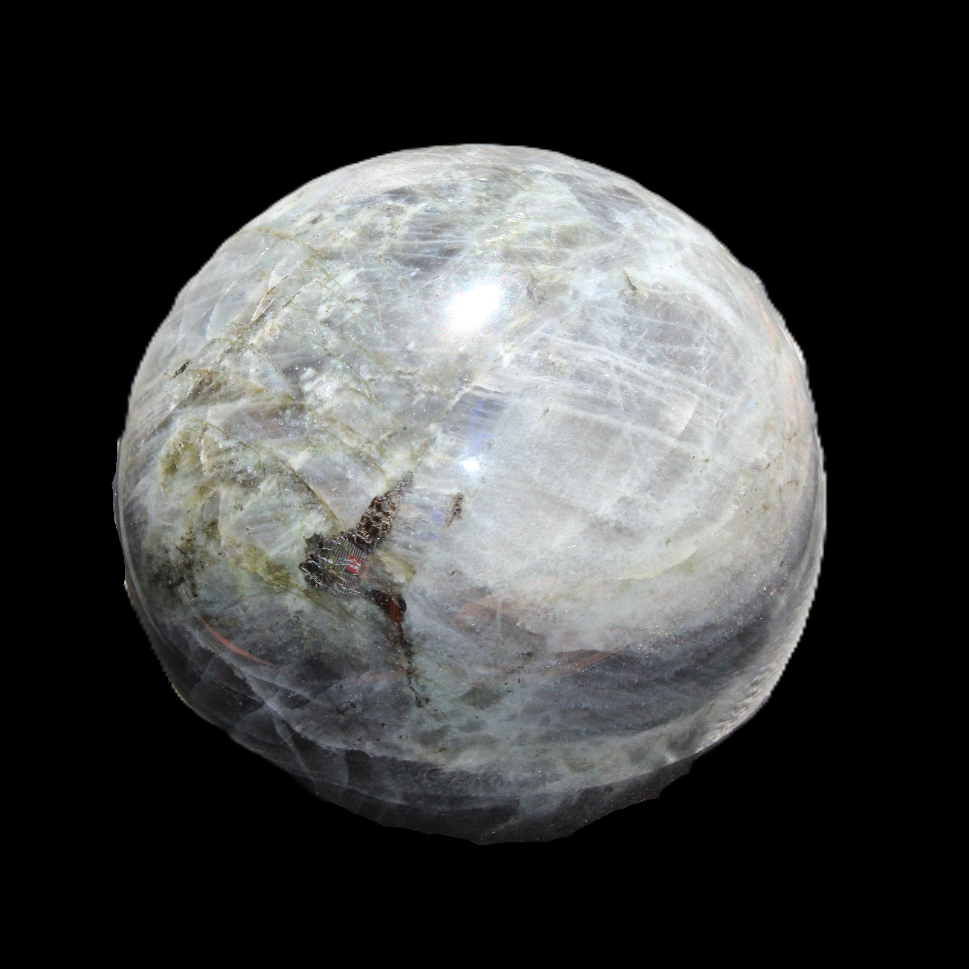 Labradorite sphere 102mm 1520g in sunlight - Rocks and Things Store