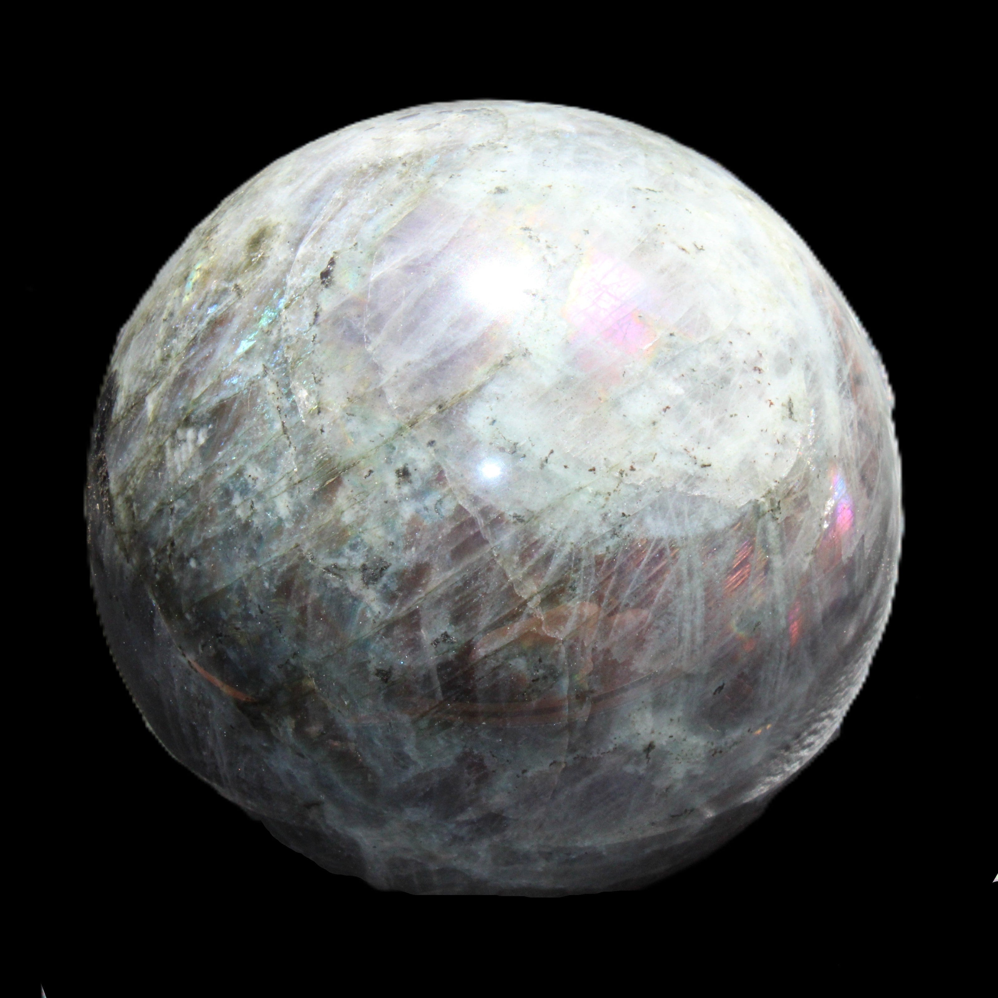 Labradorite sphere 102mm 1520g in sunlight - Rocks and Things Store