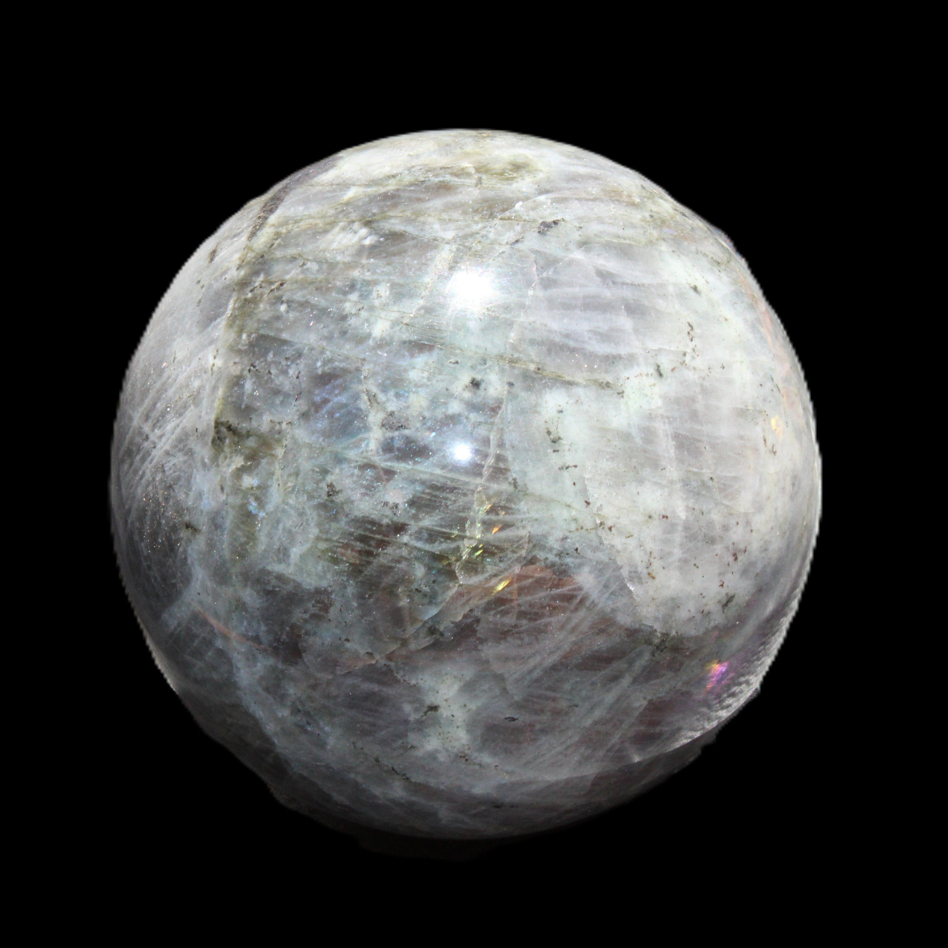 Labradorite sphere 102mm 1520g in sunlight - Rocks and Things Store