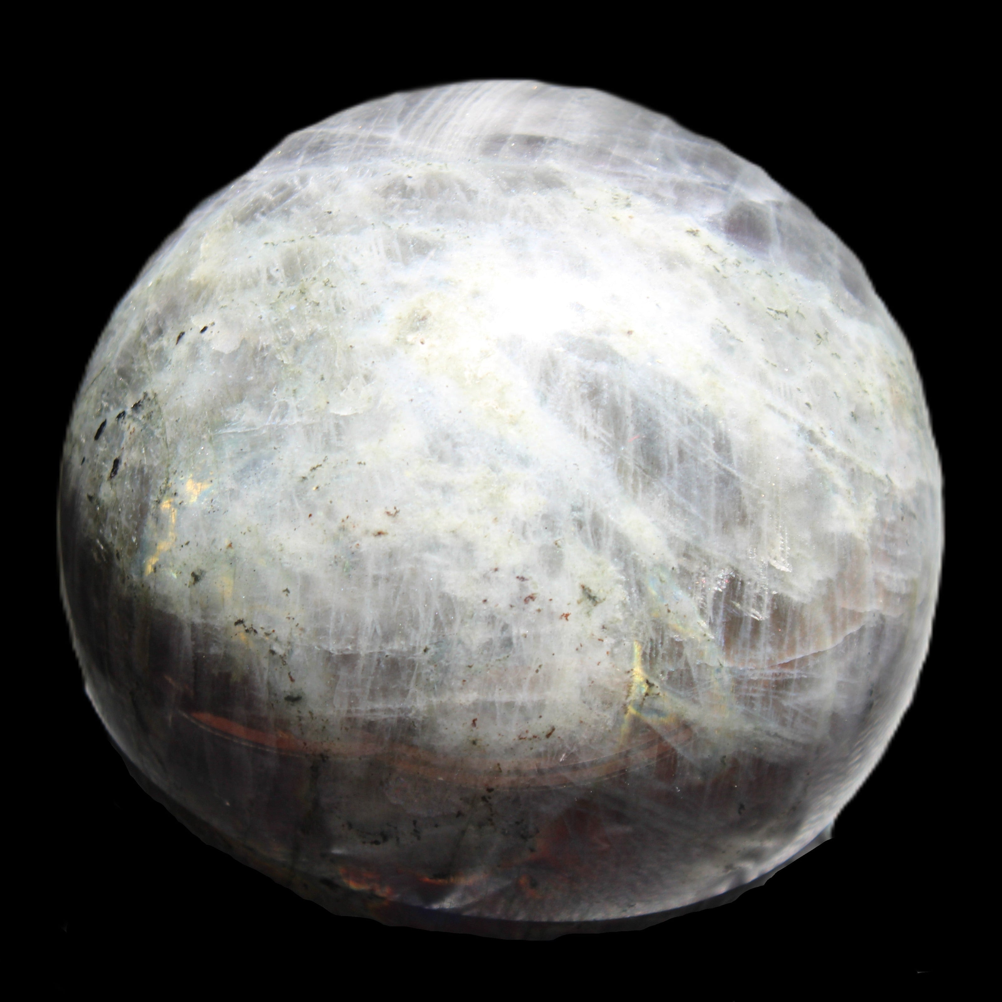 Labradorite sphere 102mm 1520g in sunlight - Rocks and Things Store