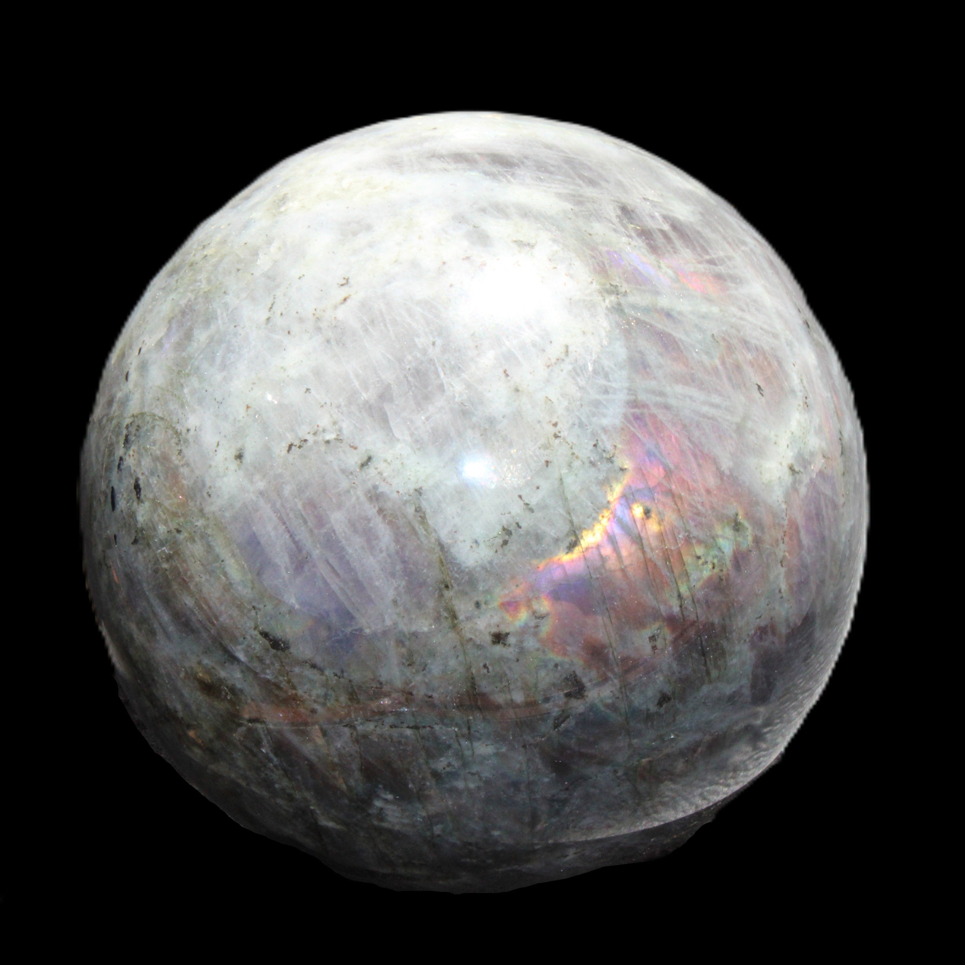 Labradorite sphere 102mm 1520g in sunlight - Rocks and Things Store