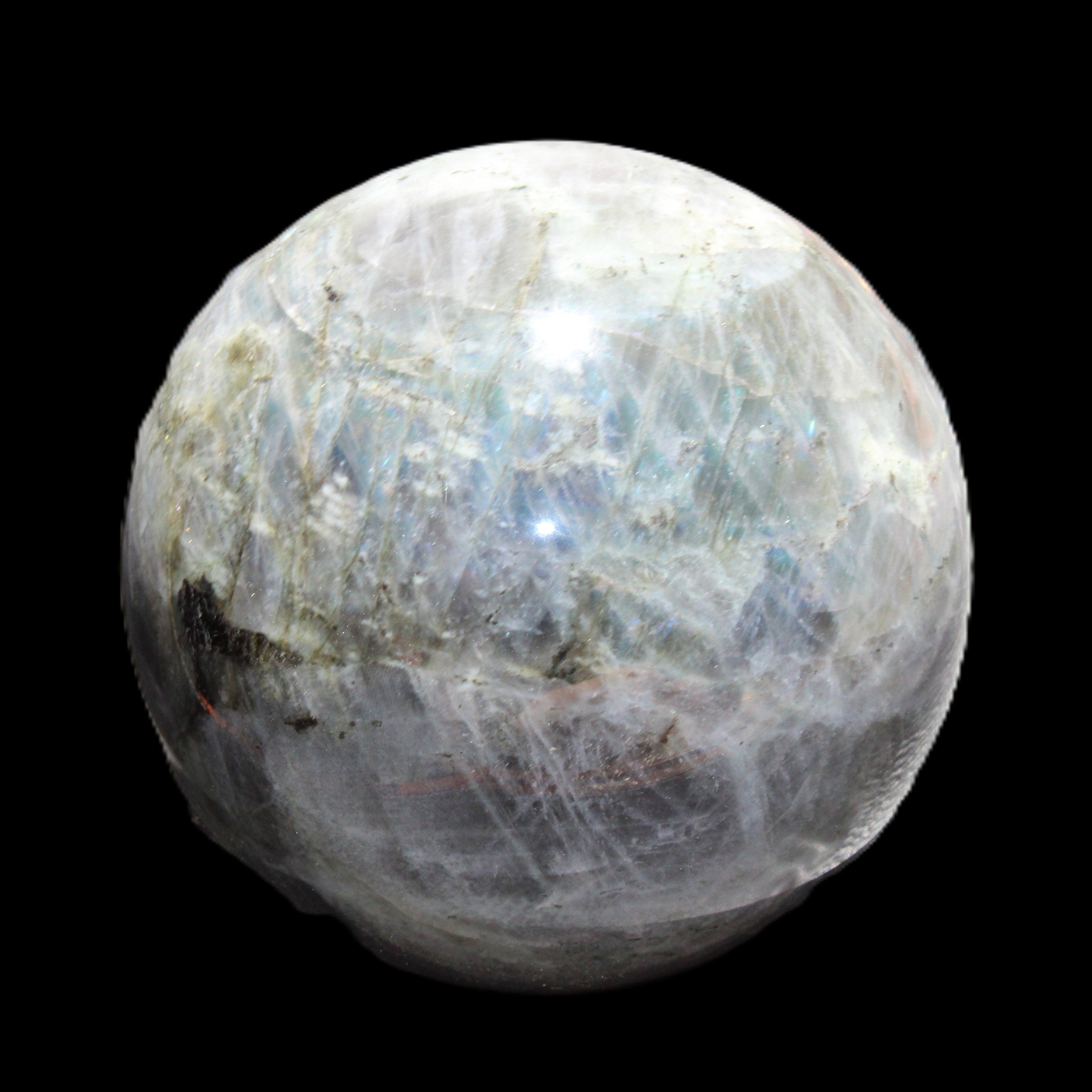 Labradorite sphere 102mm 1520g in sunlight - Rocks and Things Store