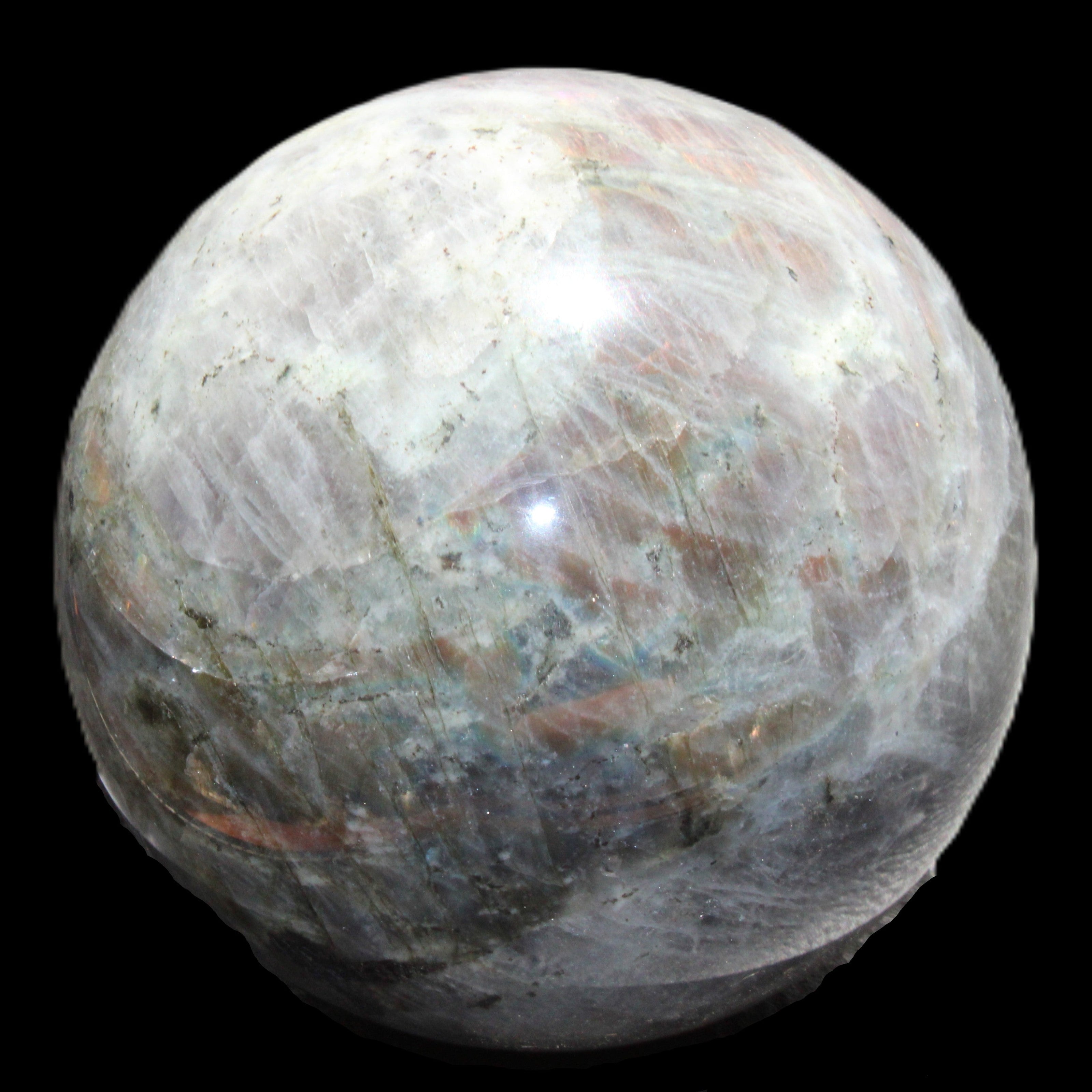 Labradorite sphere 102mm 1520g in sunlight - Rocks and Things Store