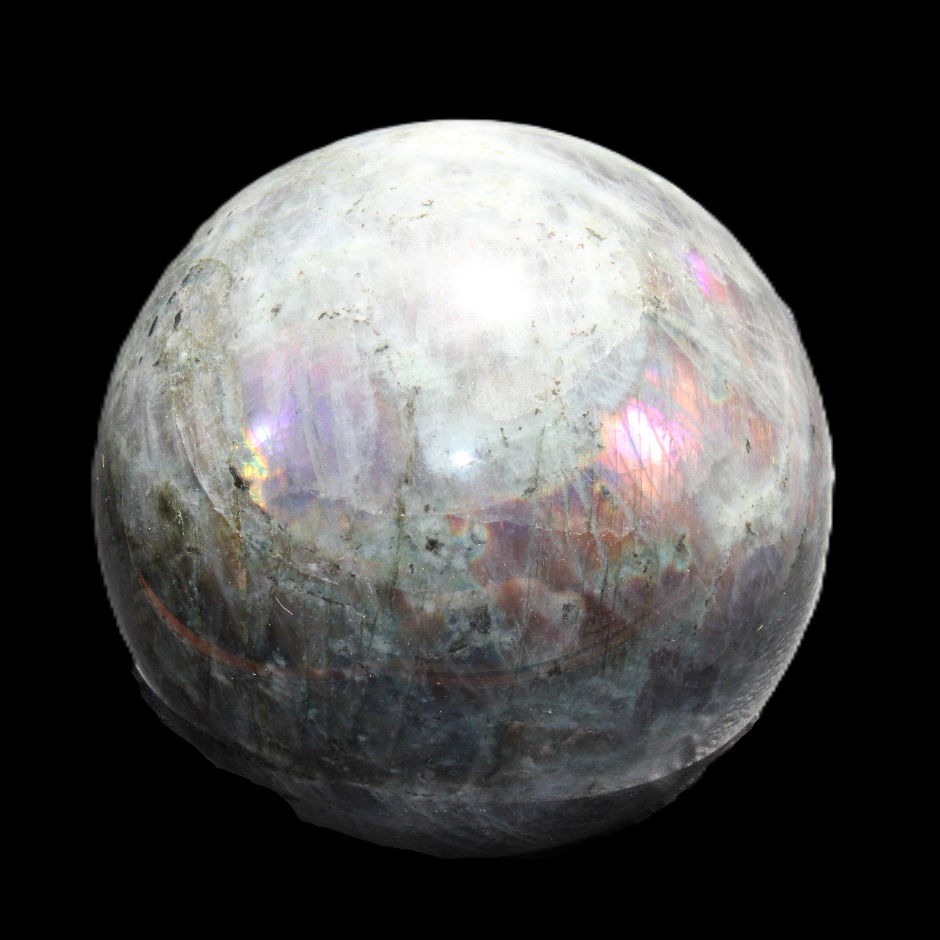 Labradorite sphere 102mm 1520g in sunlight - Rocks and Things Store