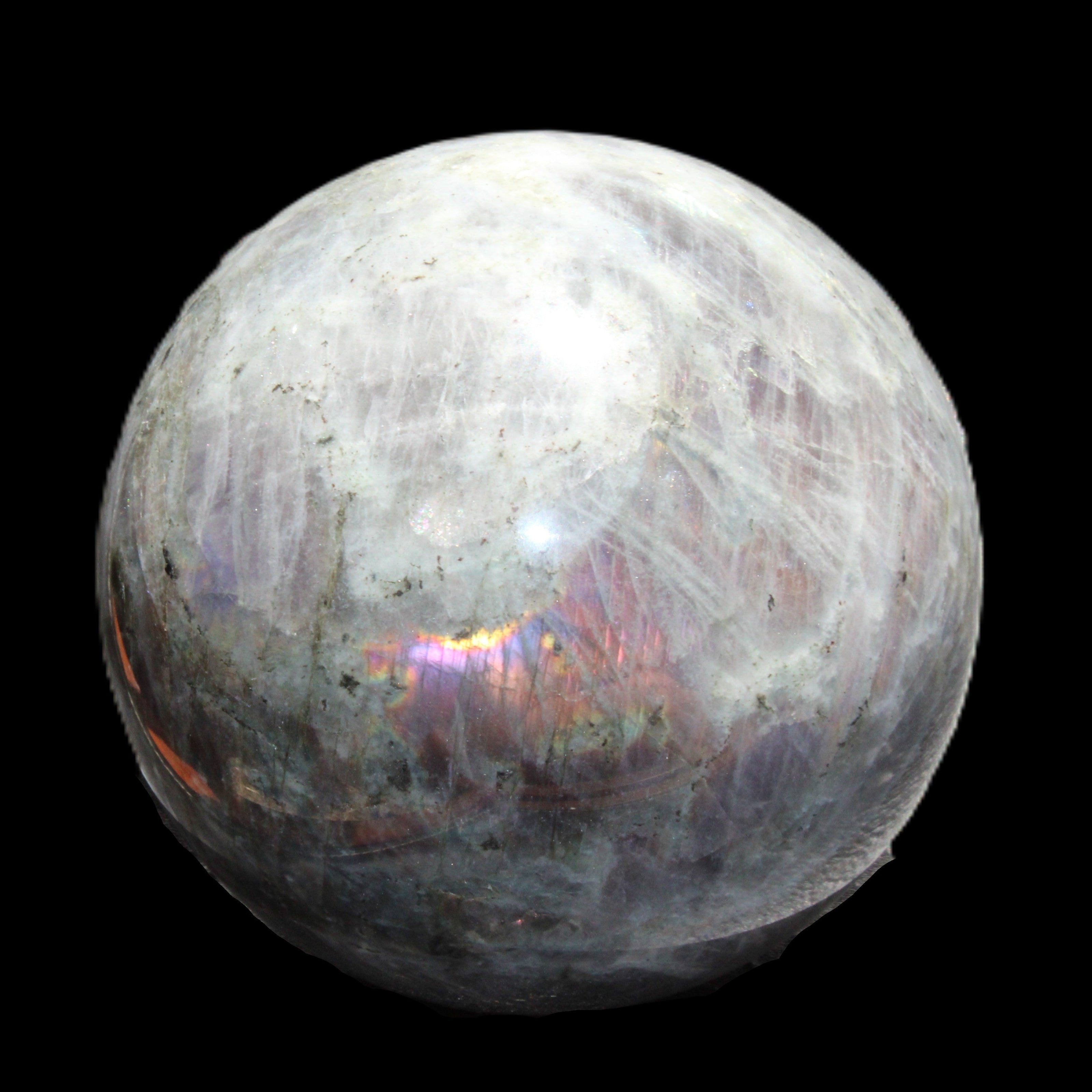 Labradorite sphere 102mm 1520g in sunlight - Rocks and Things Store