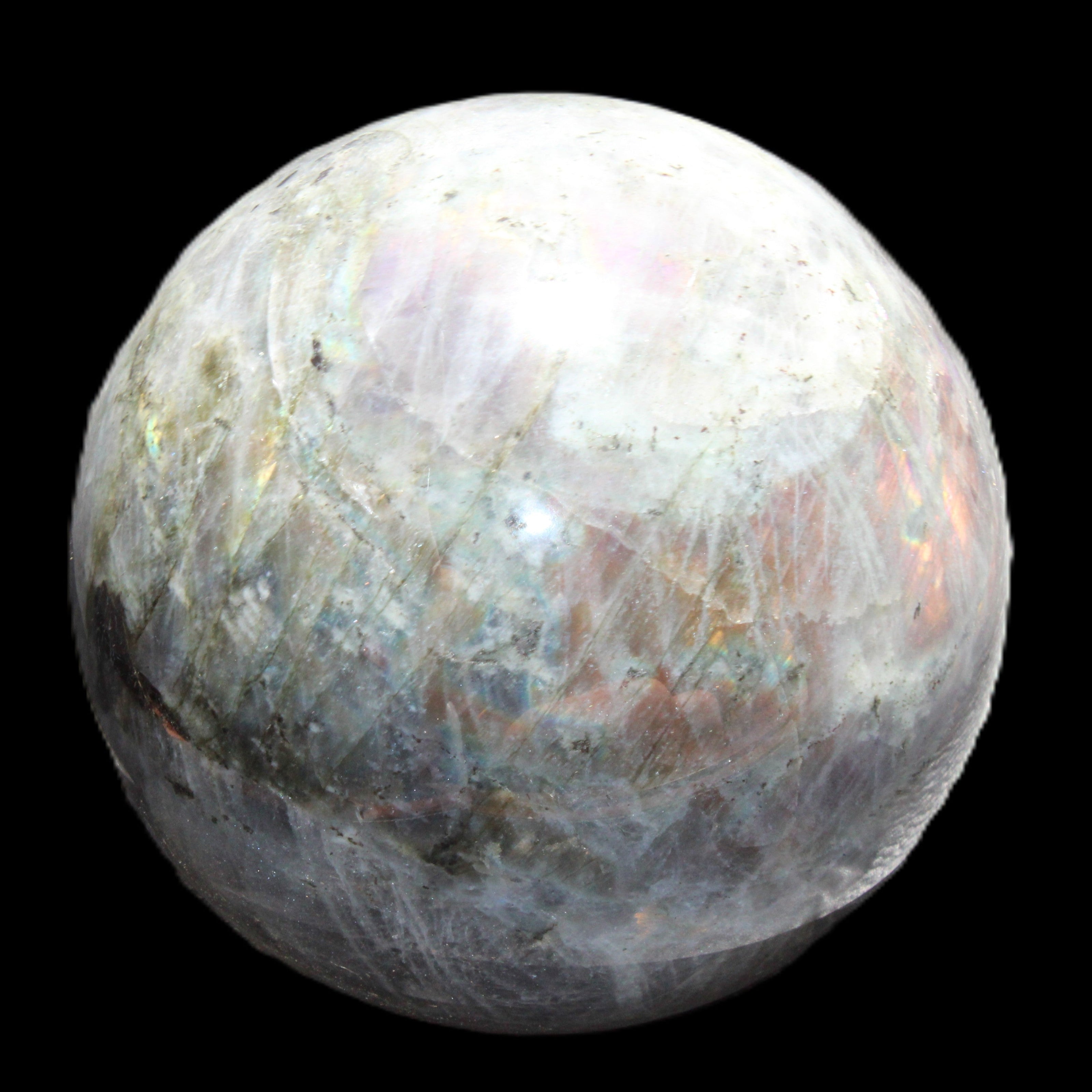 Labradorite sphere 102mm 1520g in sunlight - Rocks and Things Store