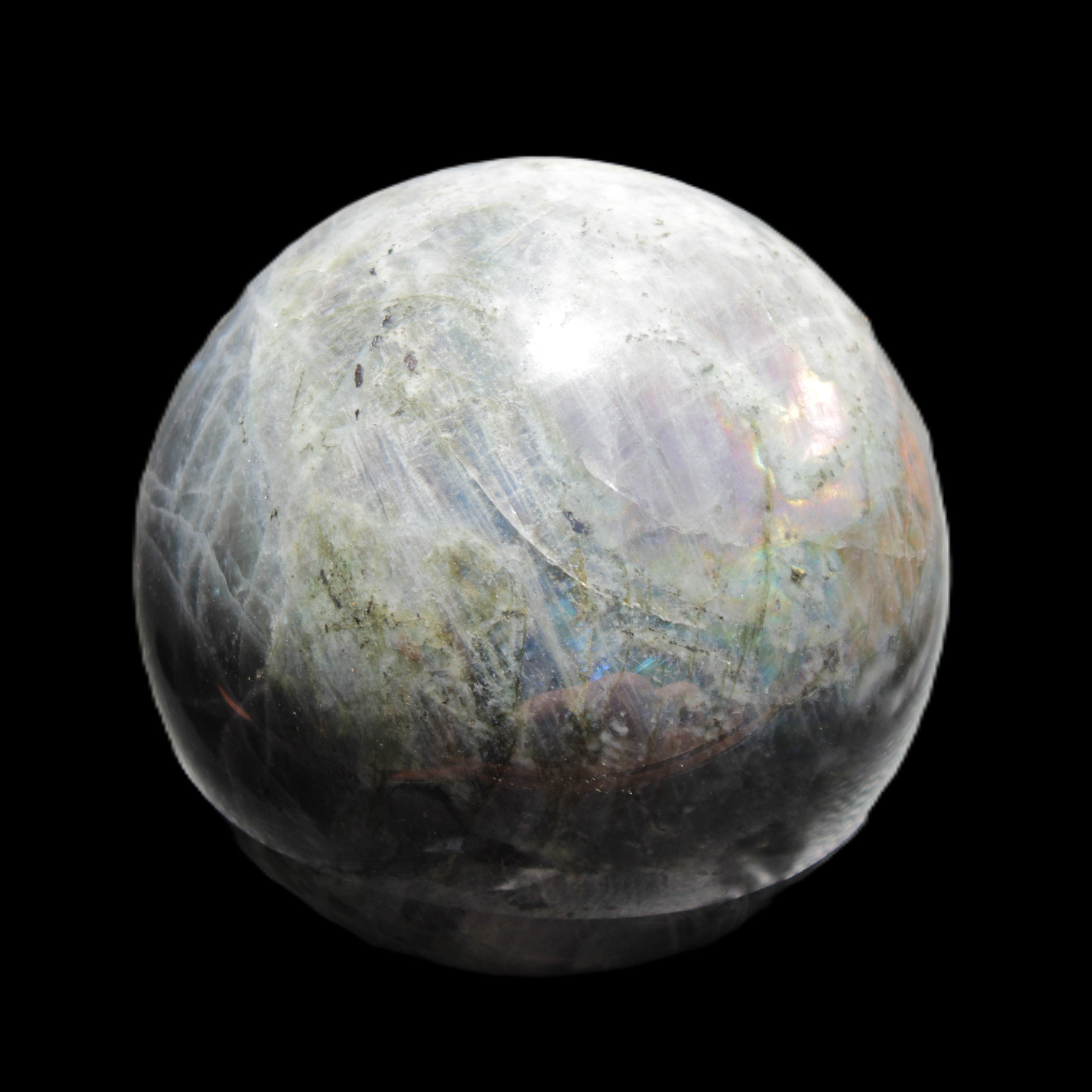 Labradorite sphere 102mm 1520g in sunlight - Rocks and Things Store