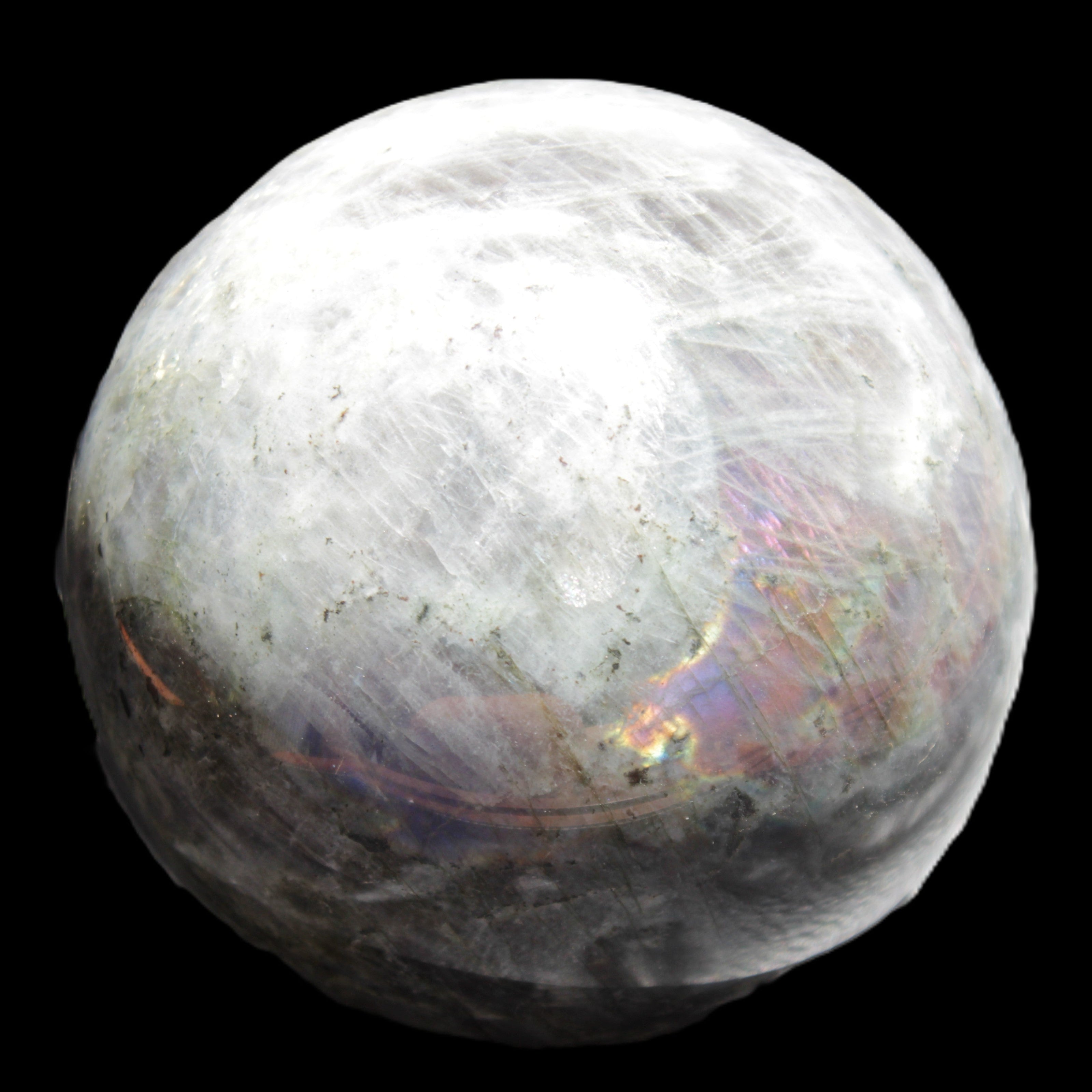 Labradorite sphere 102mm 1520g in sunlight - Rocks and Things Store