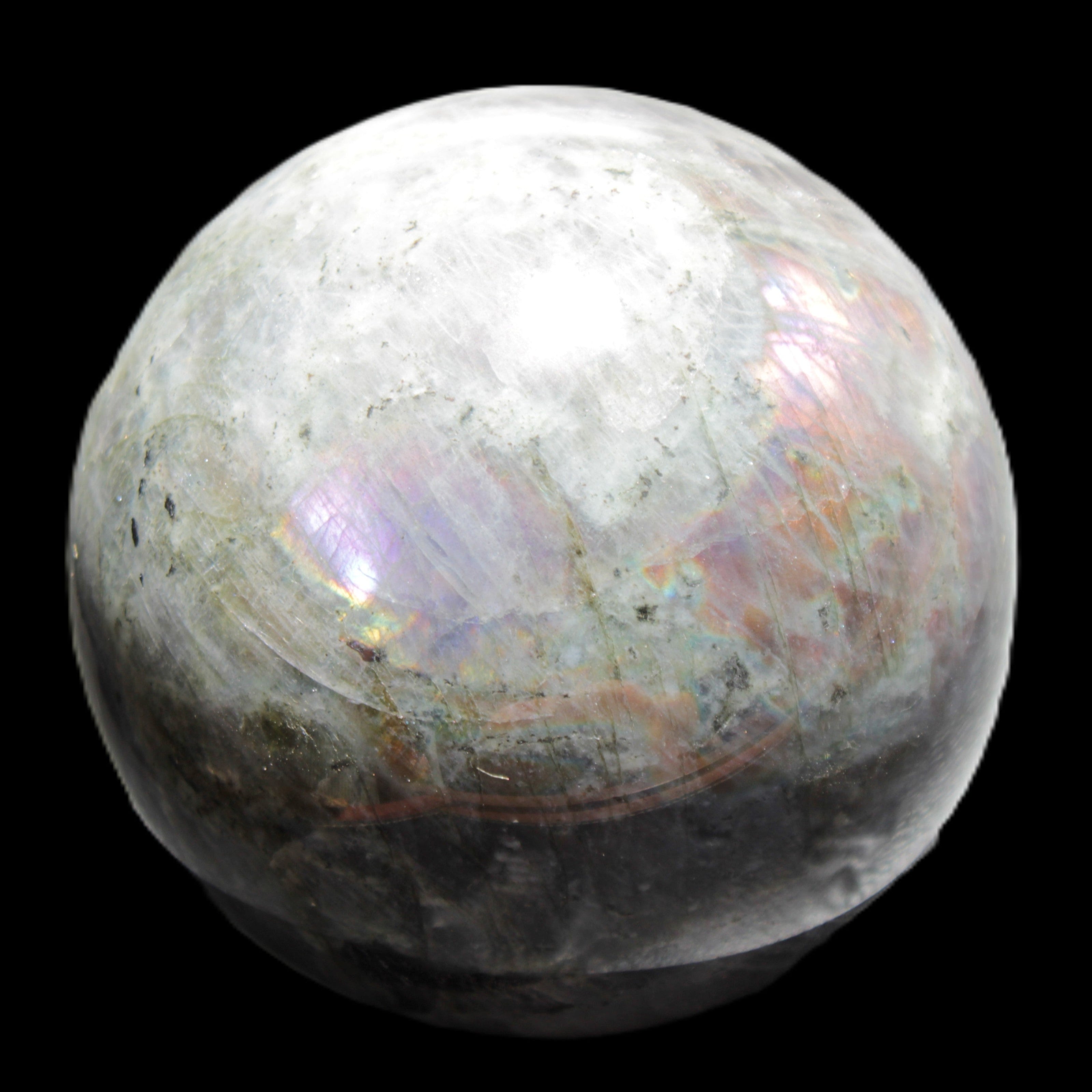 Labradorite sphere 102mm 1520g in sunlight - Rocks and Things Store