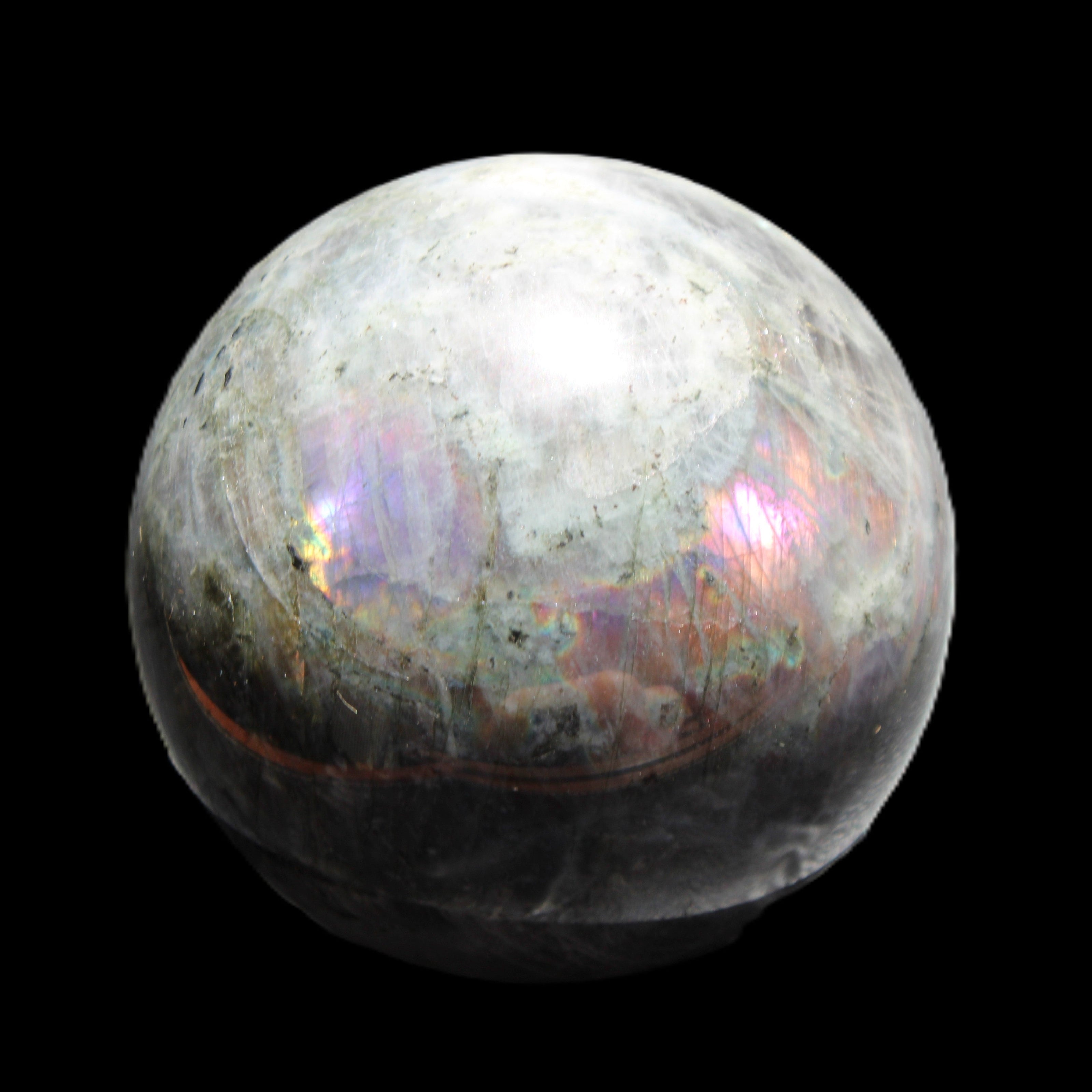 Labradorite sphere 102mm 1520g in sunlight - Rocks and Things Store