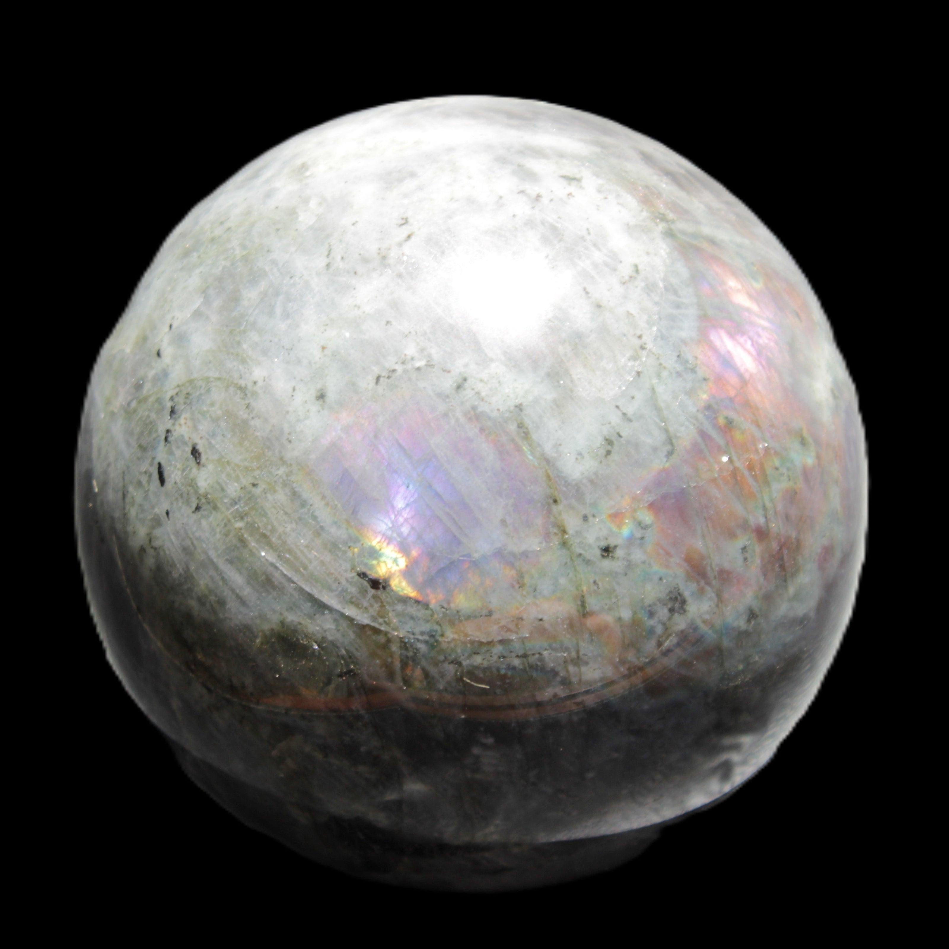 Labradorite sphere 102mm 1520g in sunlight - Rocks and Things Store