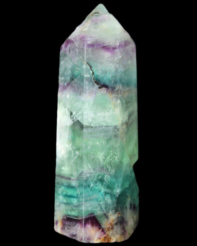 Rainbow Fluorite obelisk 88*26*29mm 144g in sunlight - Rocks and Things Store