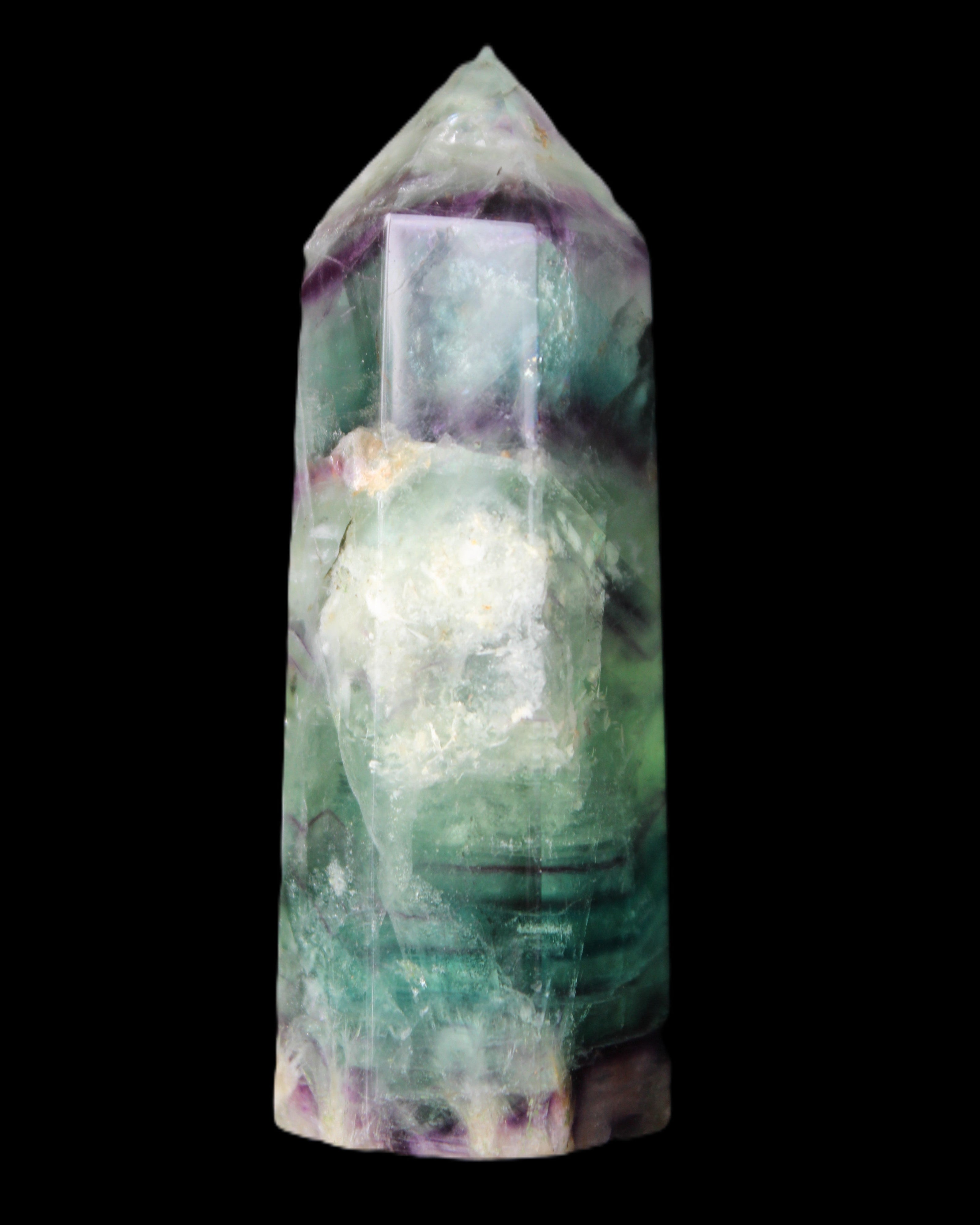 Rainbow Fluorite obelisk 88*26*29mm 144g in sunlight - Rocks and Things Store