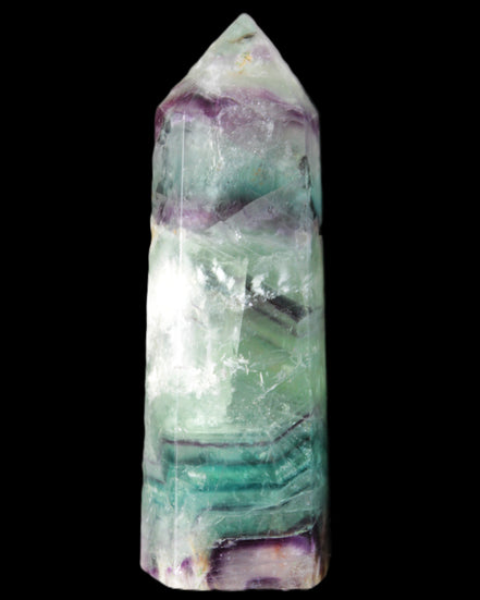 Rainbow Fluorite obelisk 88*26*29mm 144g in sunlight - Rocks and Things Store