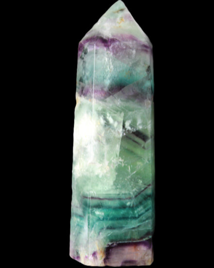 Rainbow Fluorite obelisk 88*26*29mm 144g in sunlight - Rocks and Things Store