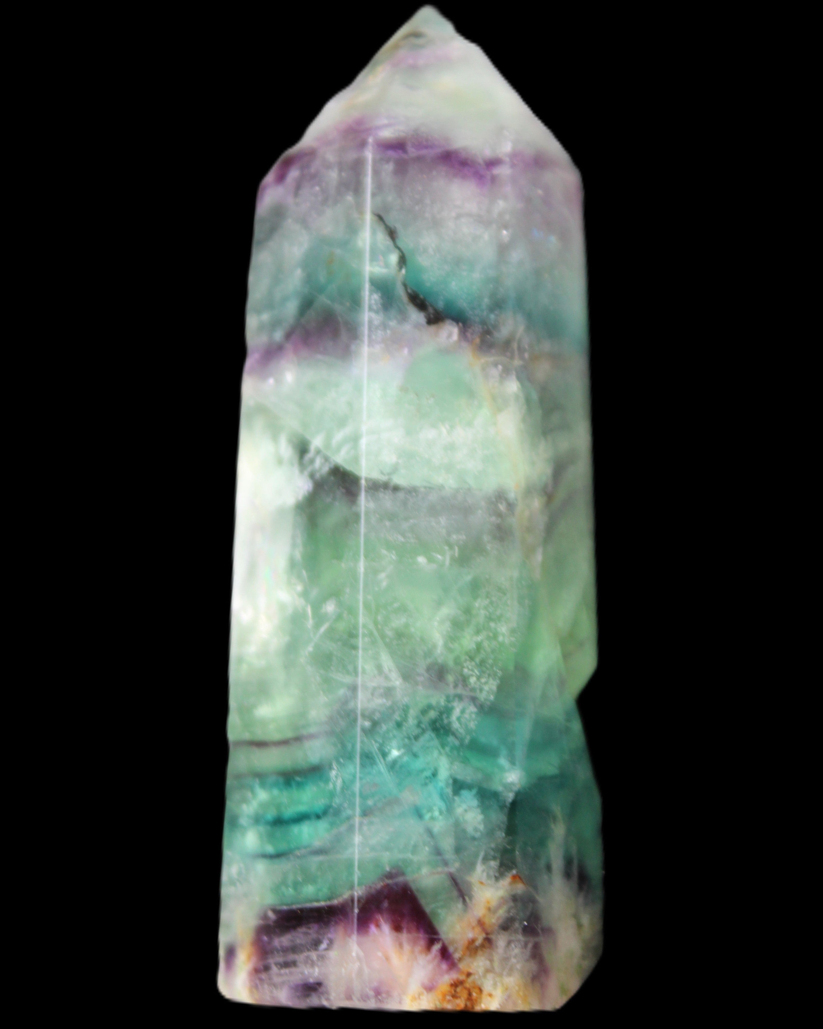 Rainbow Fluorite obelisk 88*26*29mm 144g in sunlight - Rocks and Things Store
