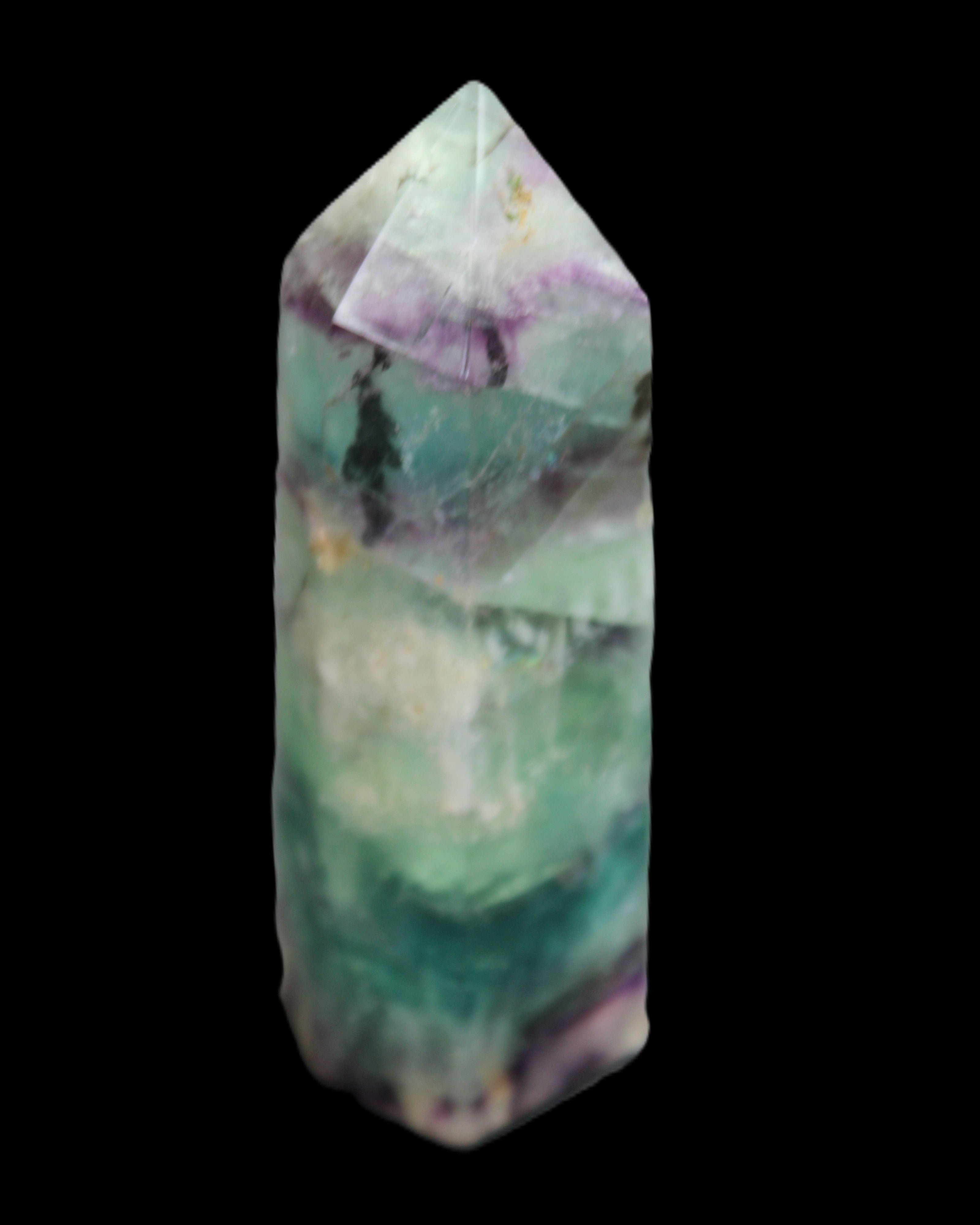 Rainbow Fluorite obelisk 88*26*29mm 144g in sunlight - Rocks and Things Store