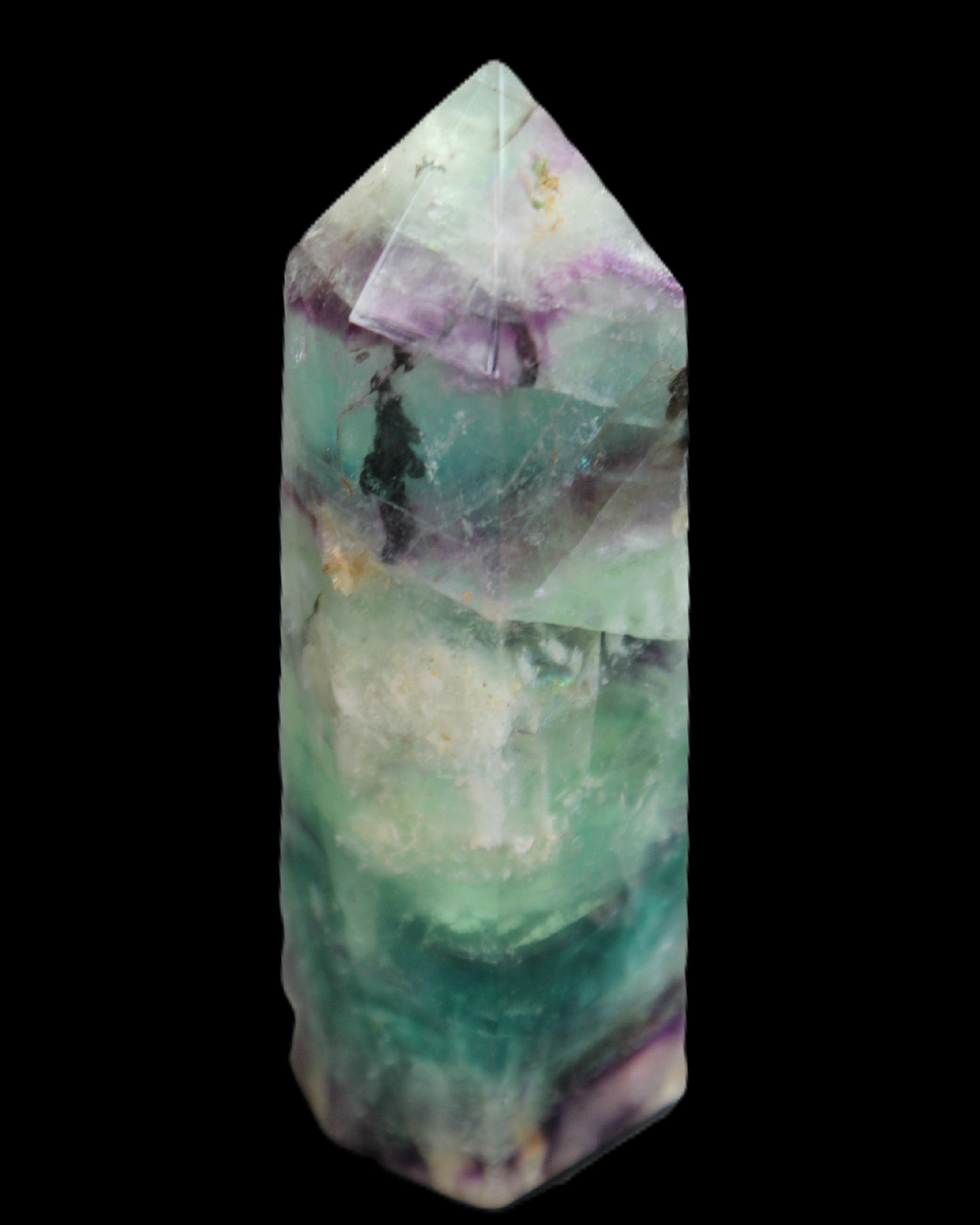 Rainbow Fluorite obelisk 88*26*29mm 144g in sunlight - Rocks and Things Store