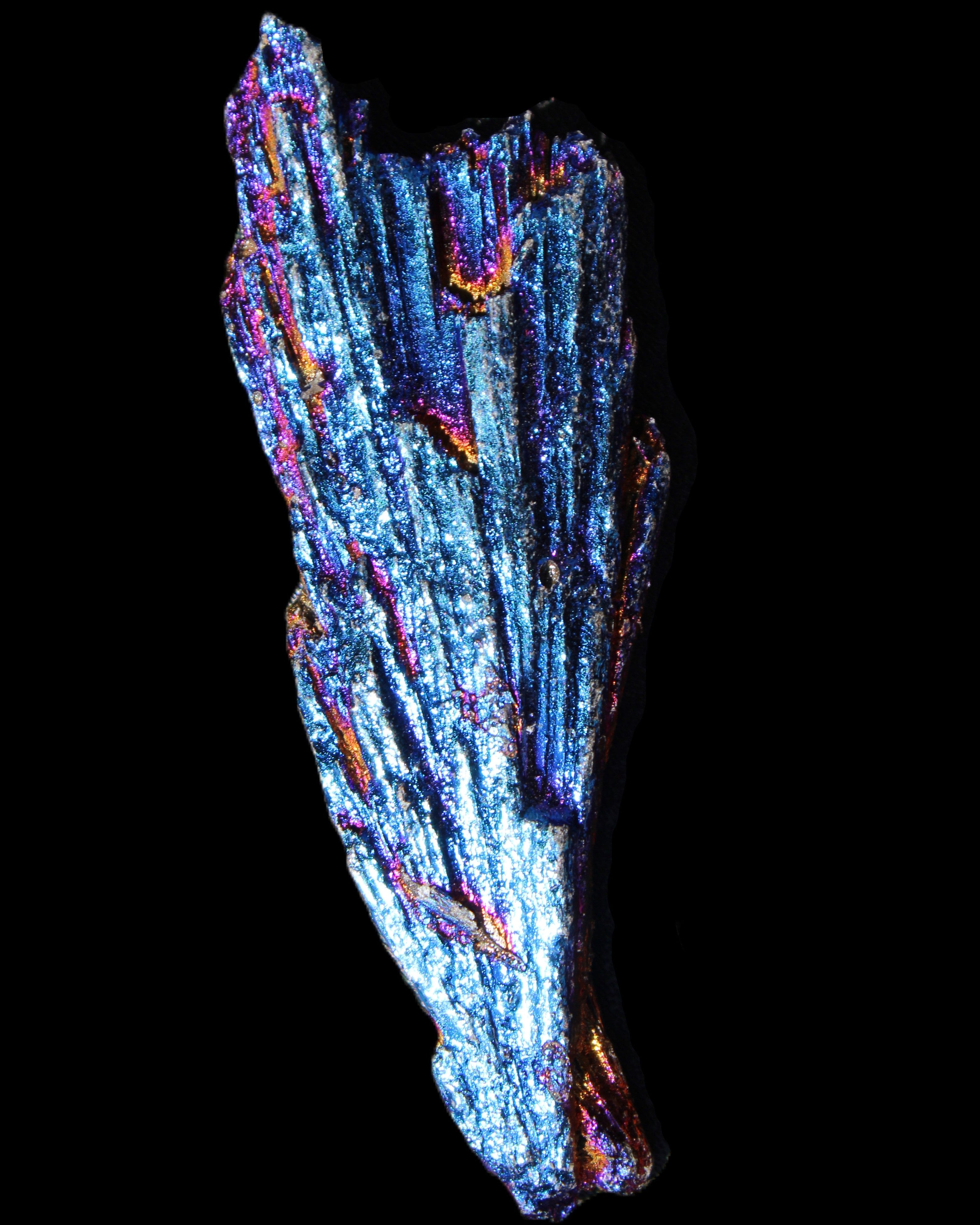 Titanium electroplated Tourmaline feather crystal 12-15g in sunlight - Rocks and Things Store