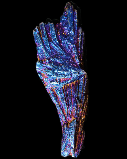 Titanium electroplated Tourmaline feather crystal 12-15g in sunlight - Rocks and Things Store