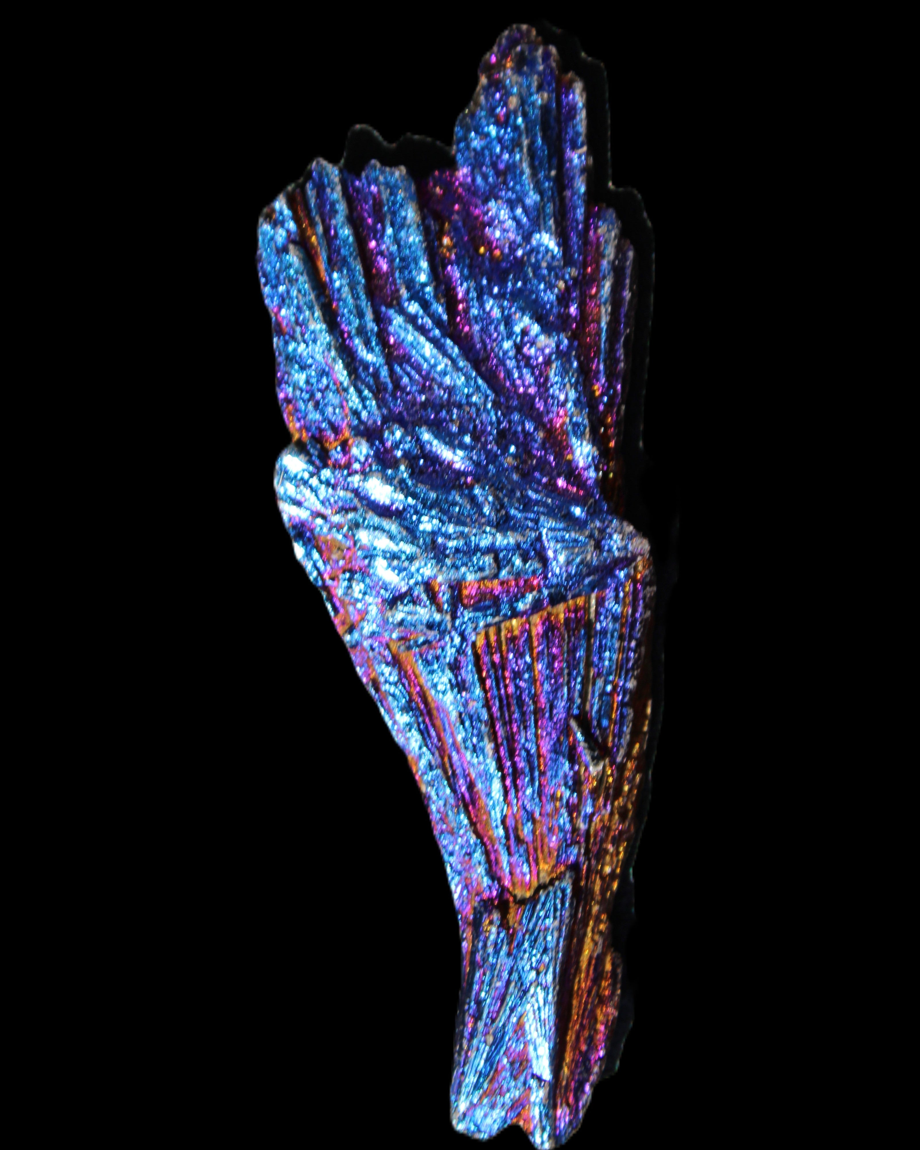 Titanium electroplated Tourmaline feather crystal 12-15g in sunlight - Rocks and Things Store