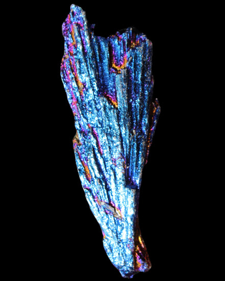 Titanium electroplated Tourmaline feather crystal 12-15g in sunlight - Rocks and Things Store