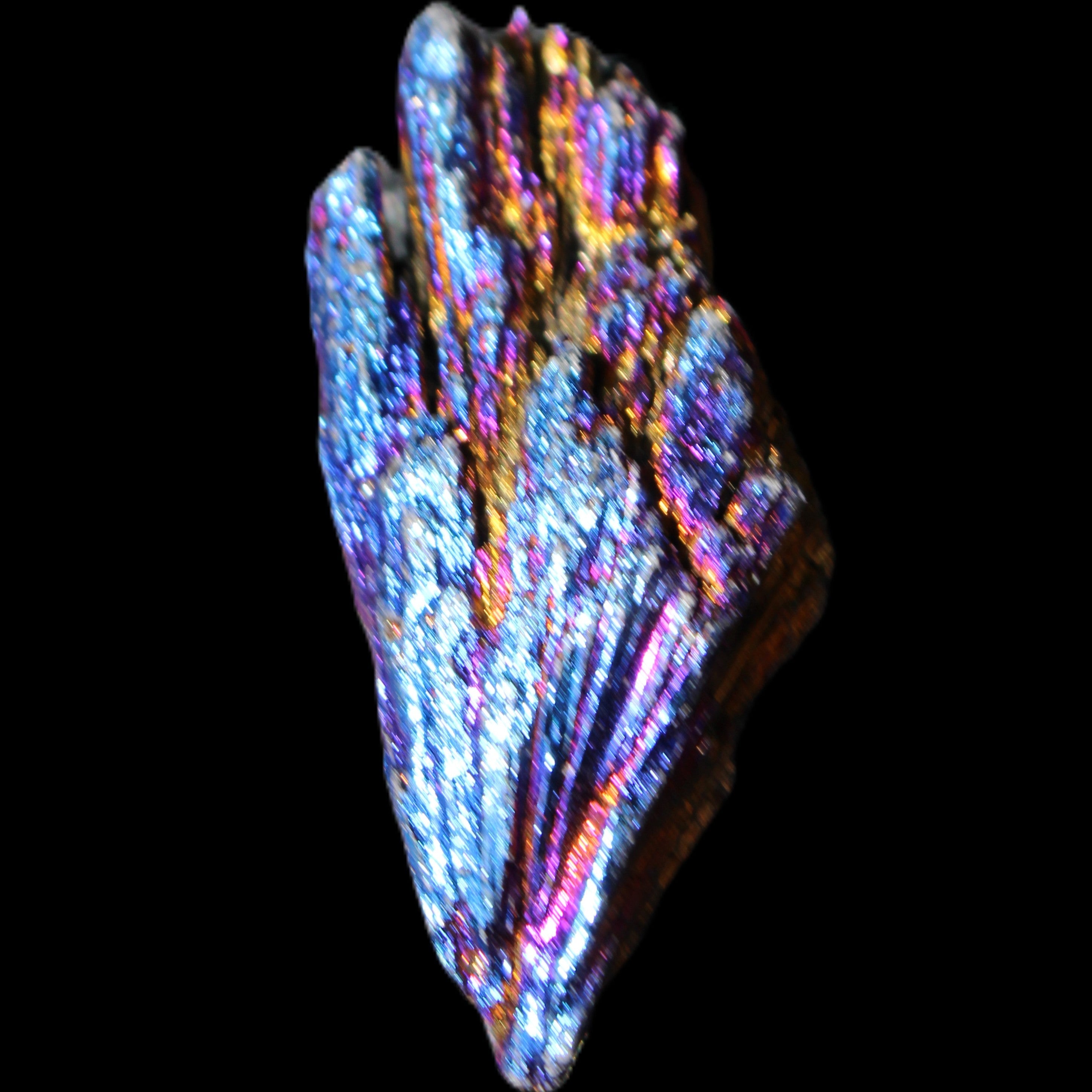 Titanium electroplated Tourmaline feather crystal 12-15g in sunlight - Rocks and Things Store