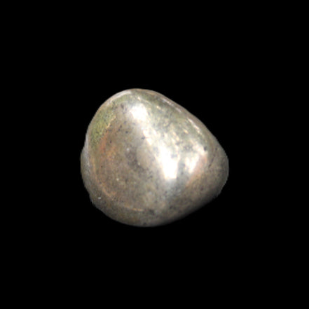 Golden Pyrite tumble polished stone 23mm 17g in sunlight - Rocks and Things Store