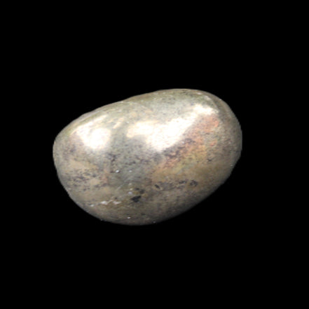 Golden Pyrite tumble polished stone 23mm 17g in sunlight - Rocks and Things Store