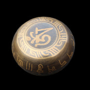 Tibetan Singing bowl - black - 82mm with matt and mallet 130mm 248g in sunlight - Rocks and Things Store