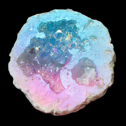 Angel Aura Agate geode 42+mm 39-52g in sunlight - Rocks and Things Store