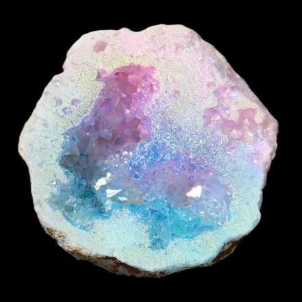 Angel Aura Agate geode 42+mm 39-52g in sunlight - Rocks and Things Store
