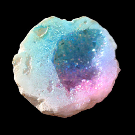 Angel Aura Agate geode 42+mm 39-52g in sunlight - Rocks and Things Store