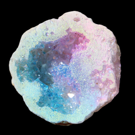 Angel Aura Agate geode 42+mm 39-52g in sunlight - Rocks and Things Store