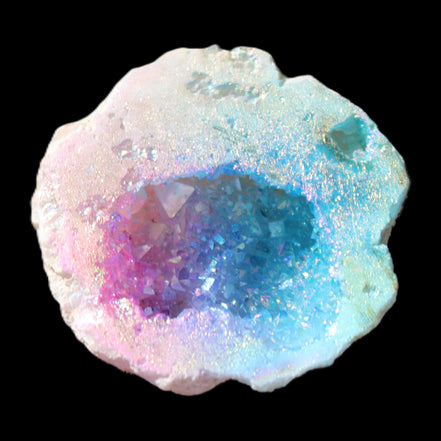 Angel Aura Agate geode 42+mm 39-52g in sunlight - Rocks and Things Store