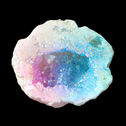 Angel Aura Agate geode 42+mm 39-52g in sunlight - Rocks and Things Store