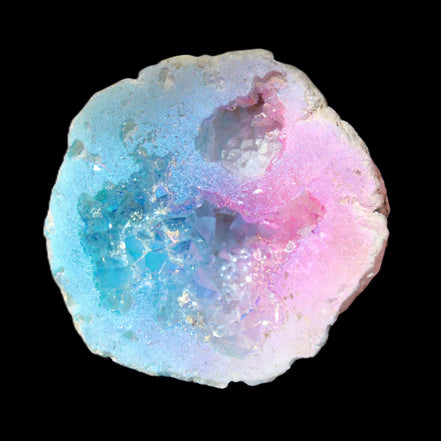 Angel Aura Agate geode 42+mm 39-52g in sunlight - Rocks and Things Store