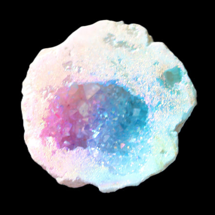 Angel Aura Agate geode 42+mm 39-52g in sunlight - Rocks and Things Store