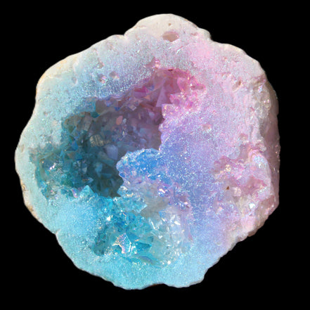 Angel Aura Agate geode 42+mm 39-52g in sunlight - Rocks and Things Store