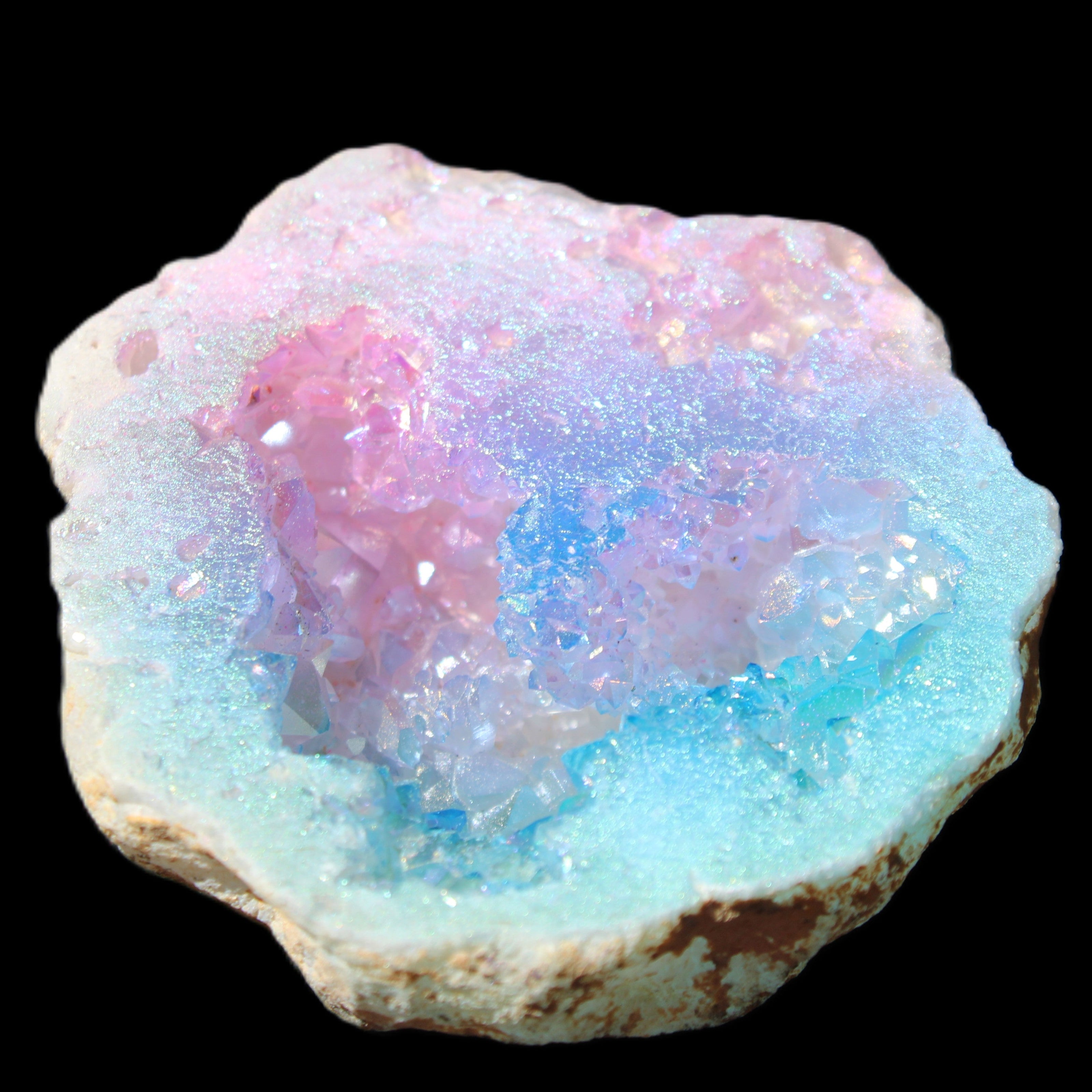 Angel Aura Agate geode 42+mm 39-52g in sunlight - Rocks and Things Store