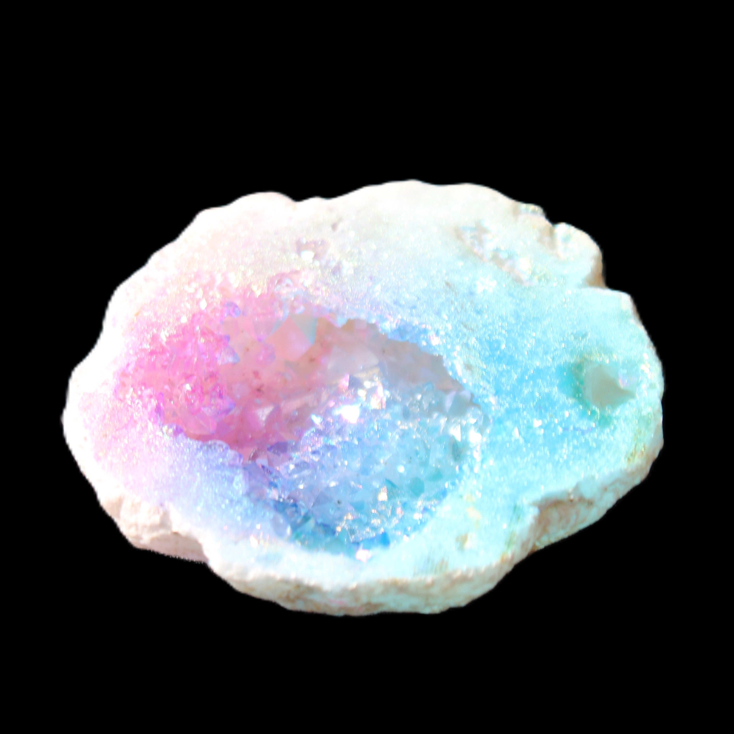 Angel Aura Agate geode 42+mm 39-52g in sunlight - Rocks and Things Store