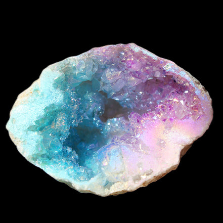 Angel Aura Agate geode 42+mm 39-52g in sunlight - Rocks and Things Store